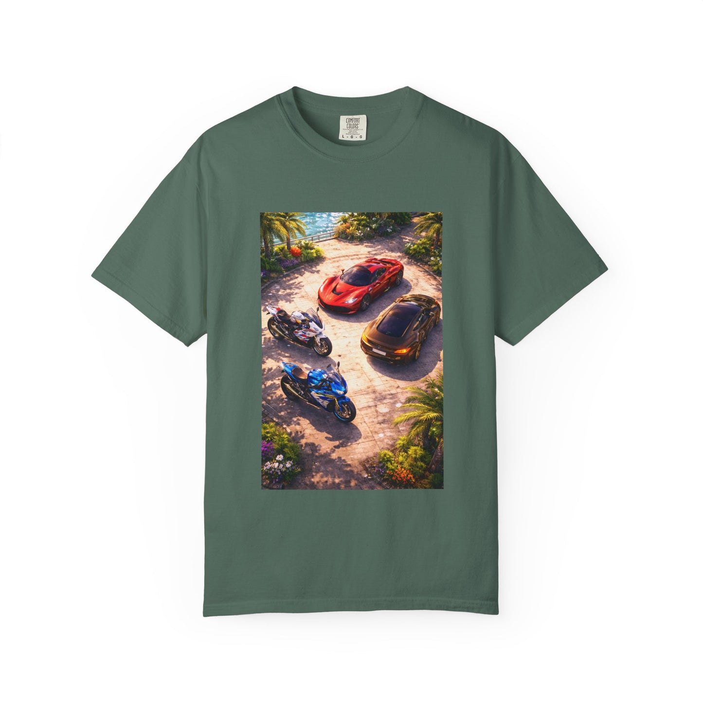 MULTI-VEHICLE - T-Shirt — Tropical Sports Cars & Motorbikes Print