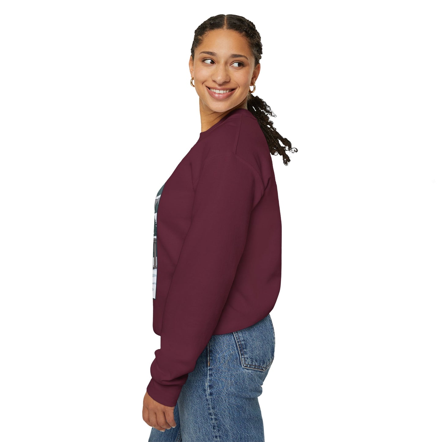 Crewneck Sweatshirt — Franconia Notch Winter Couple Scenic Graphic
