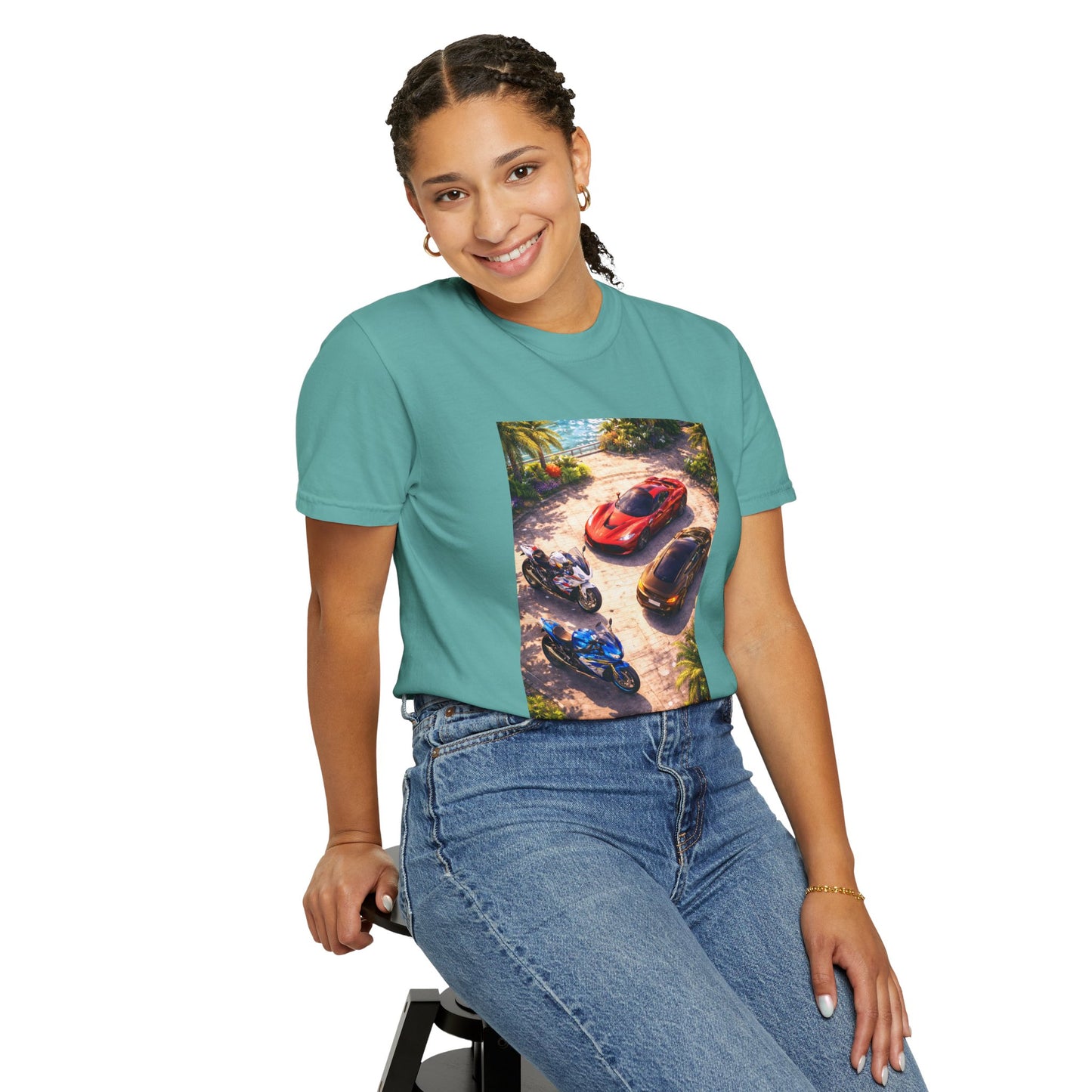 MULTI-VEHICLE - T-Shirt — Tropical Sports Cars & Motorbikes Print