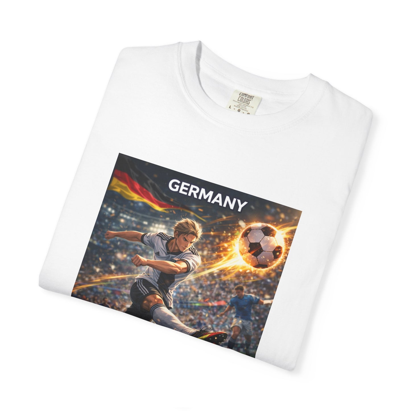 Germany Soccer Player Graphic T-Shirt — Retro Football Stadium Print