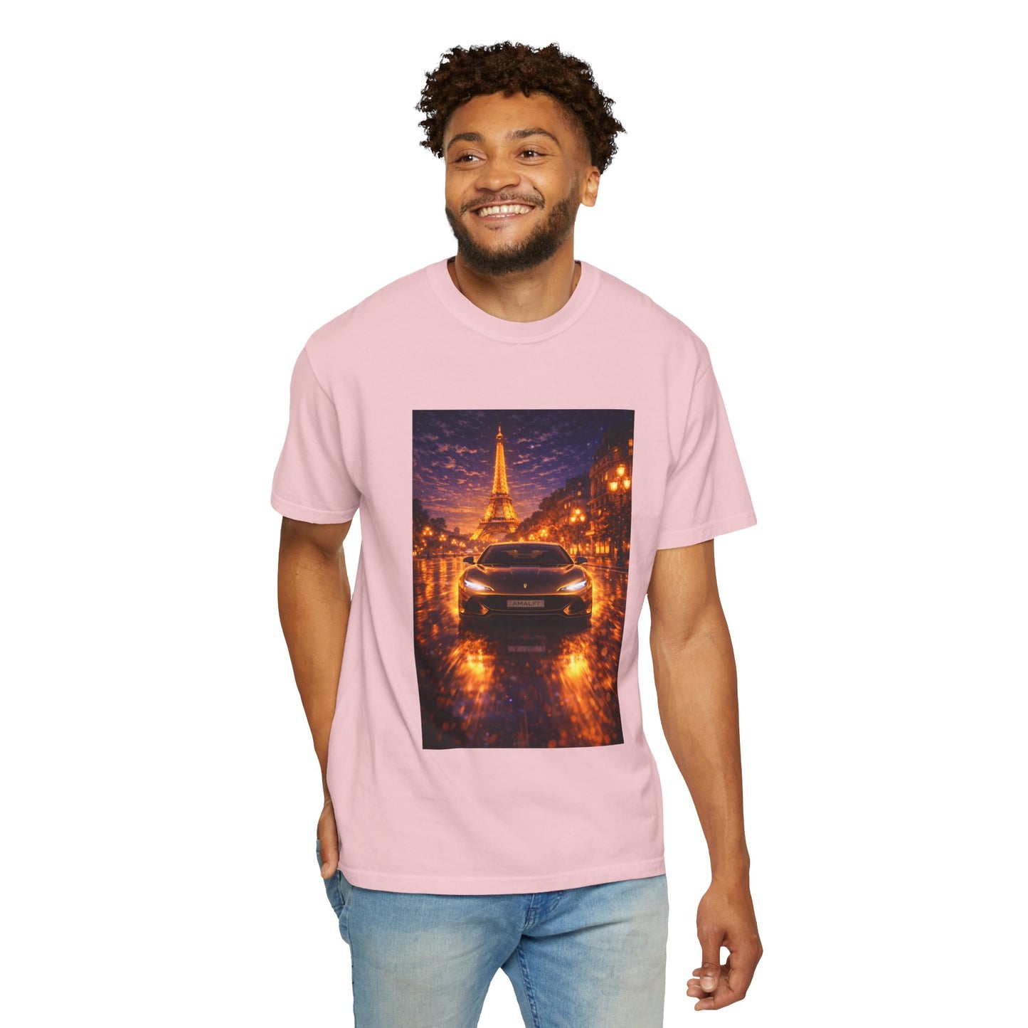 Paris Night Drive T-Shirt — Eiffel Tower Car Scene
