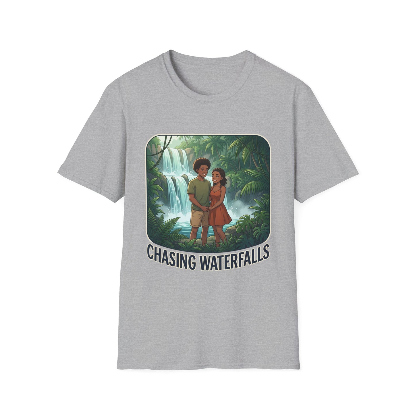Chasing Waterfalls T-Shirt — Couple Adventure Graphic Tee