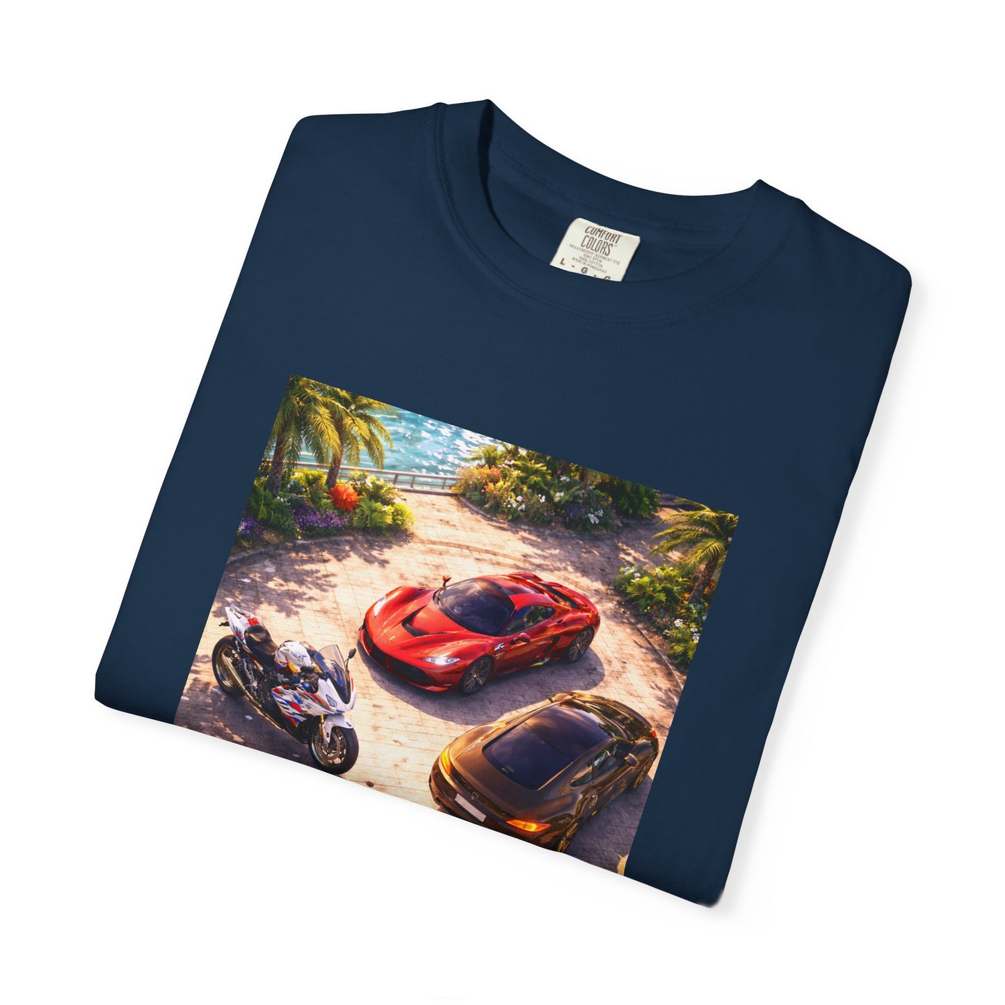 MULTI-VEHICLE - T-Shirt — Tropical Sports Cars & Motorbikes Print