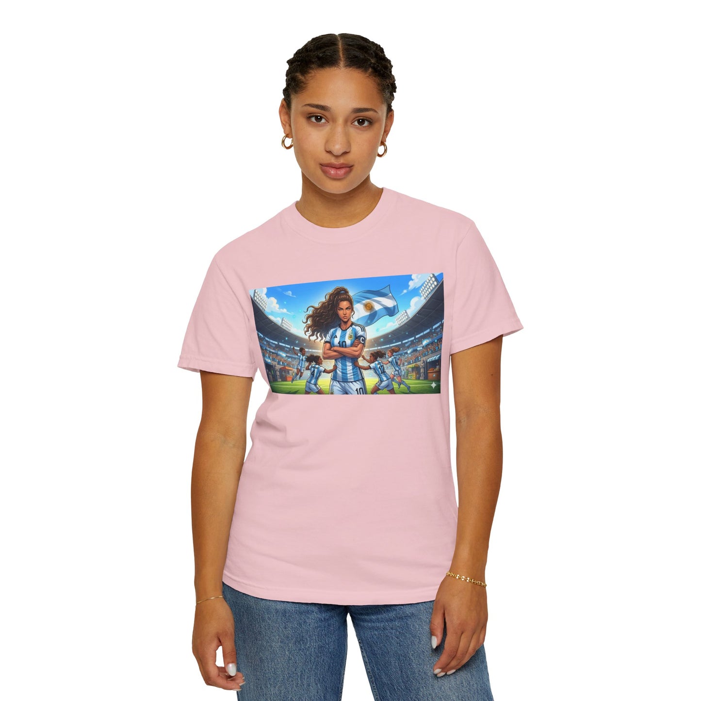 Argentina Soccer Heroine Stadium T-Shirt – Female Soccer Player Graphic Tee
