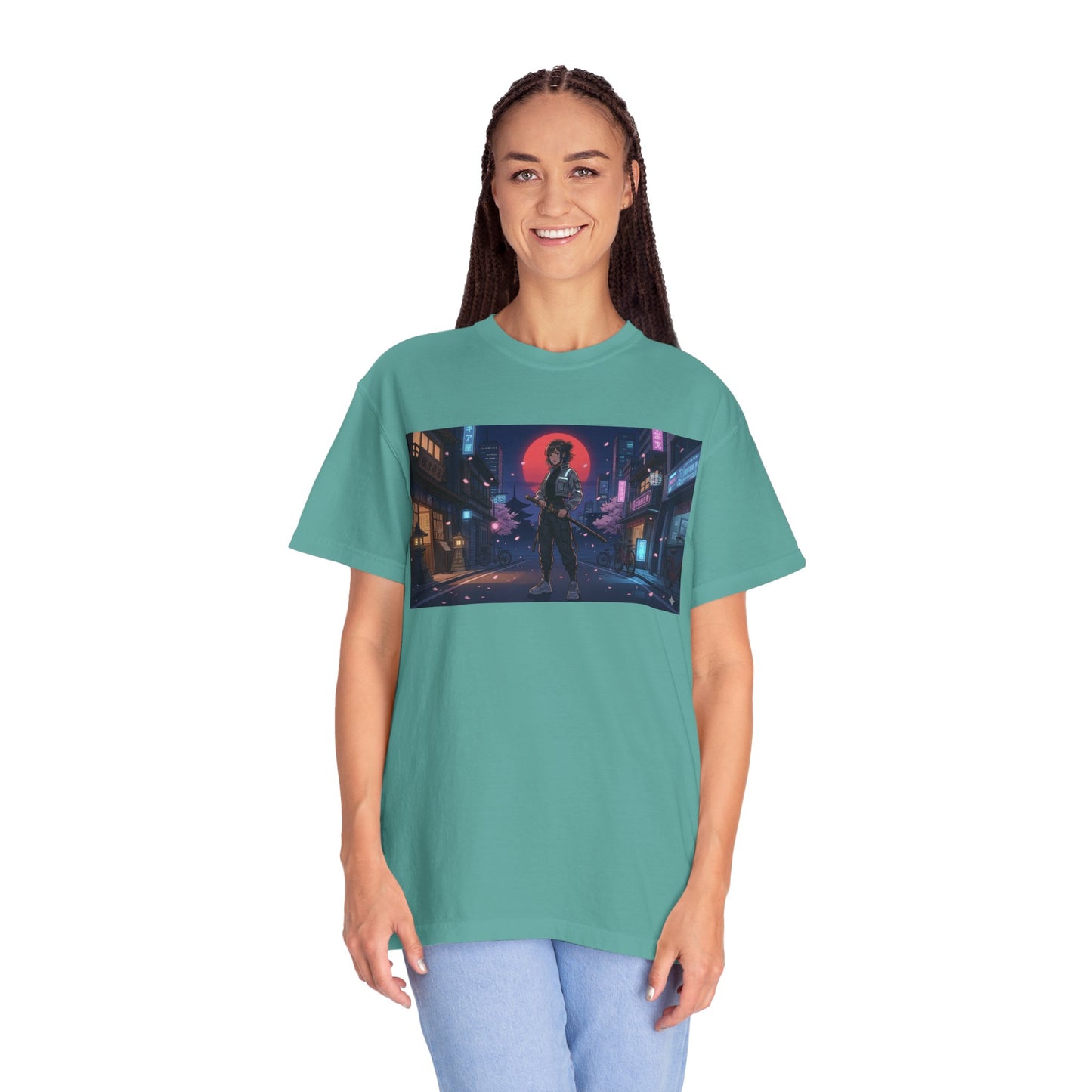 Cyberpunk Samurai T-Shirt — Neon Night Street Art Tee