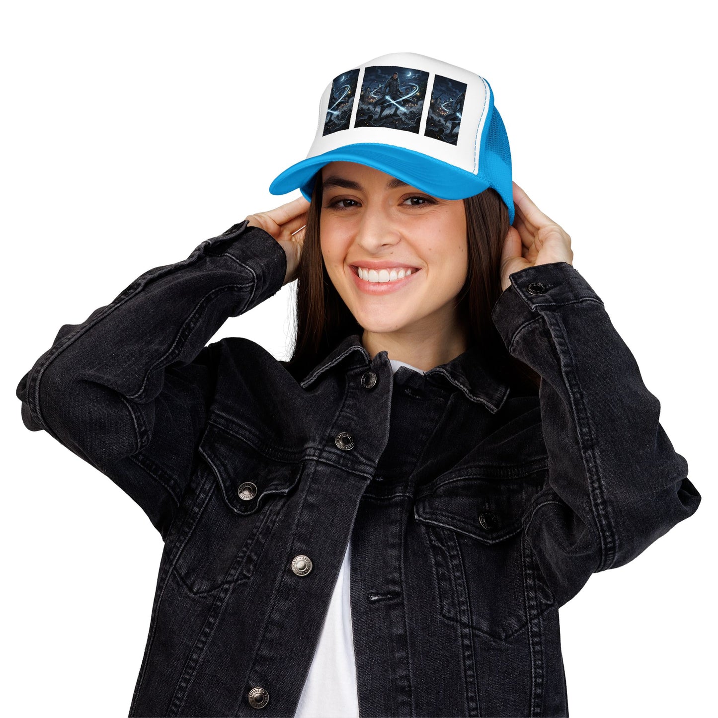 Trucker Hat — Neon Samurai Triptych Foam Trucker Cap