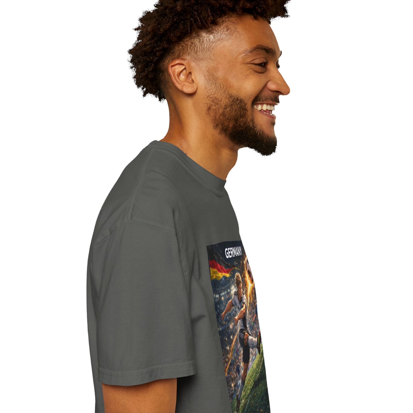 Germany Soccer Player Graphic T-Shirt — Retro Football Stadium Print