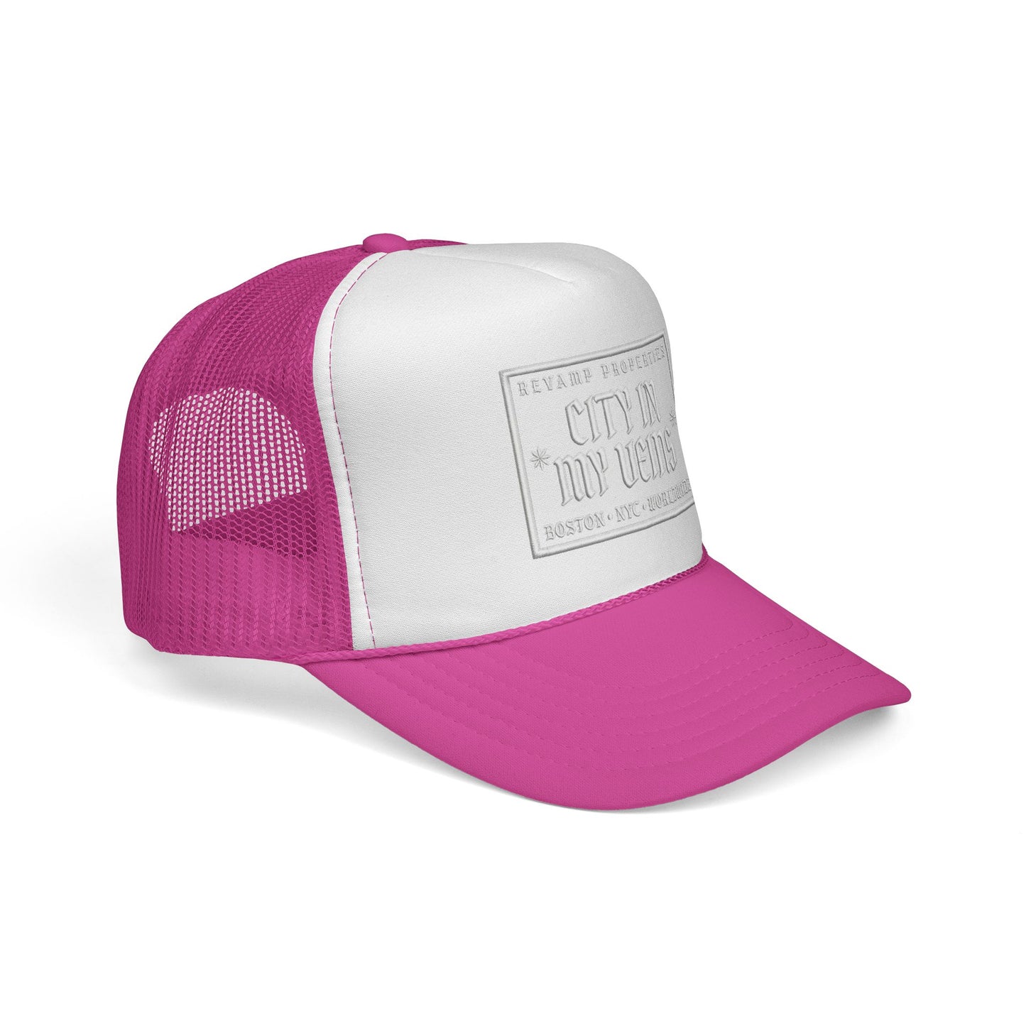 City In My Veins Trucker Cap - Vintage Neon Style Mesh Hat