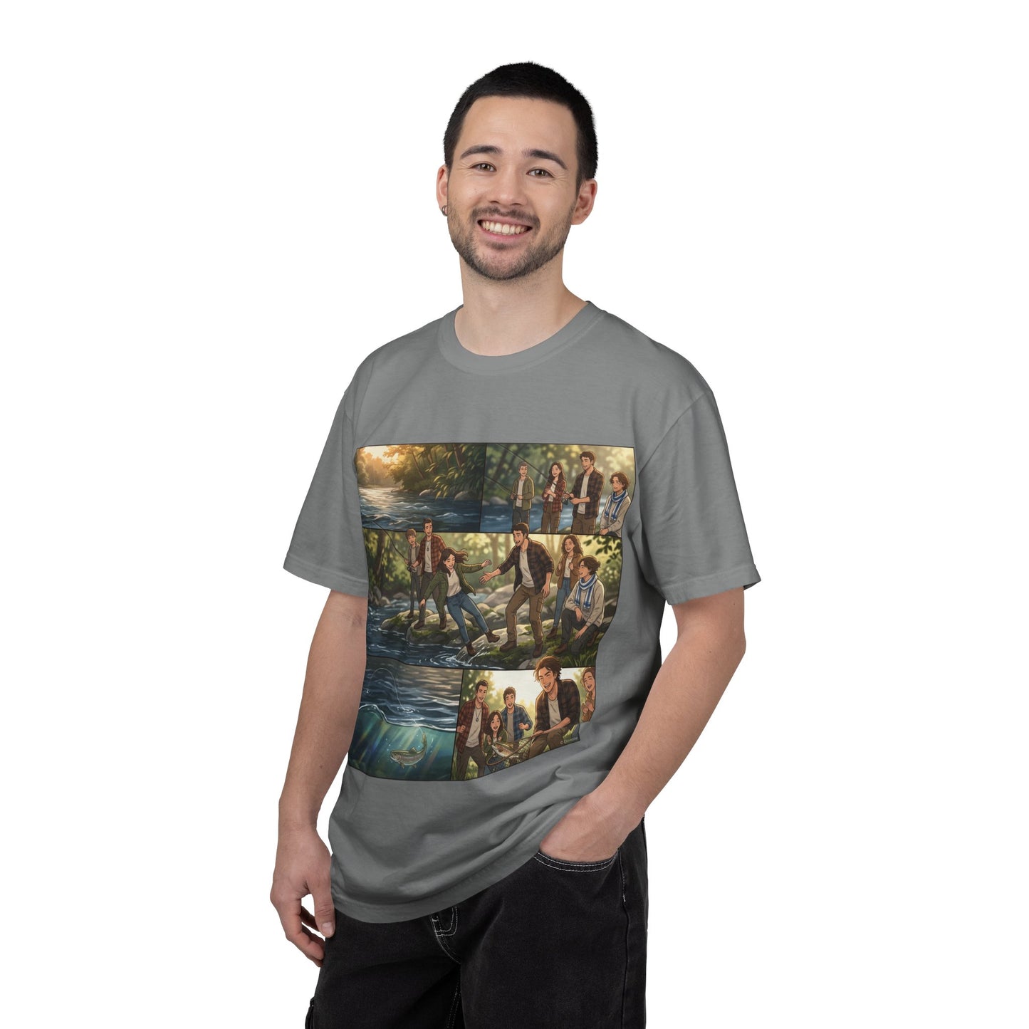 Band Photo Collage T-Shirt – Retro River Scene Crew Tee