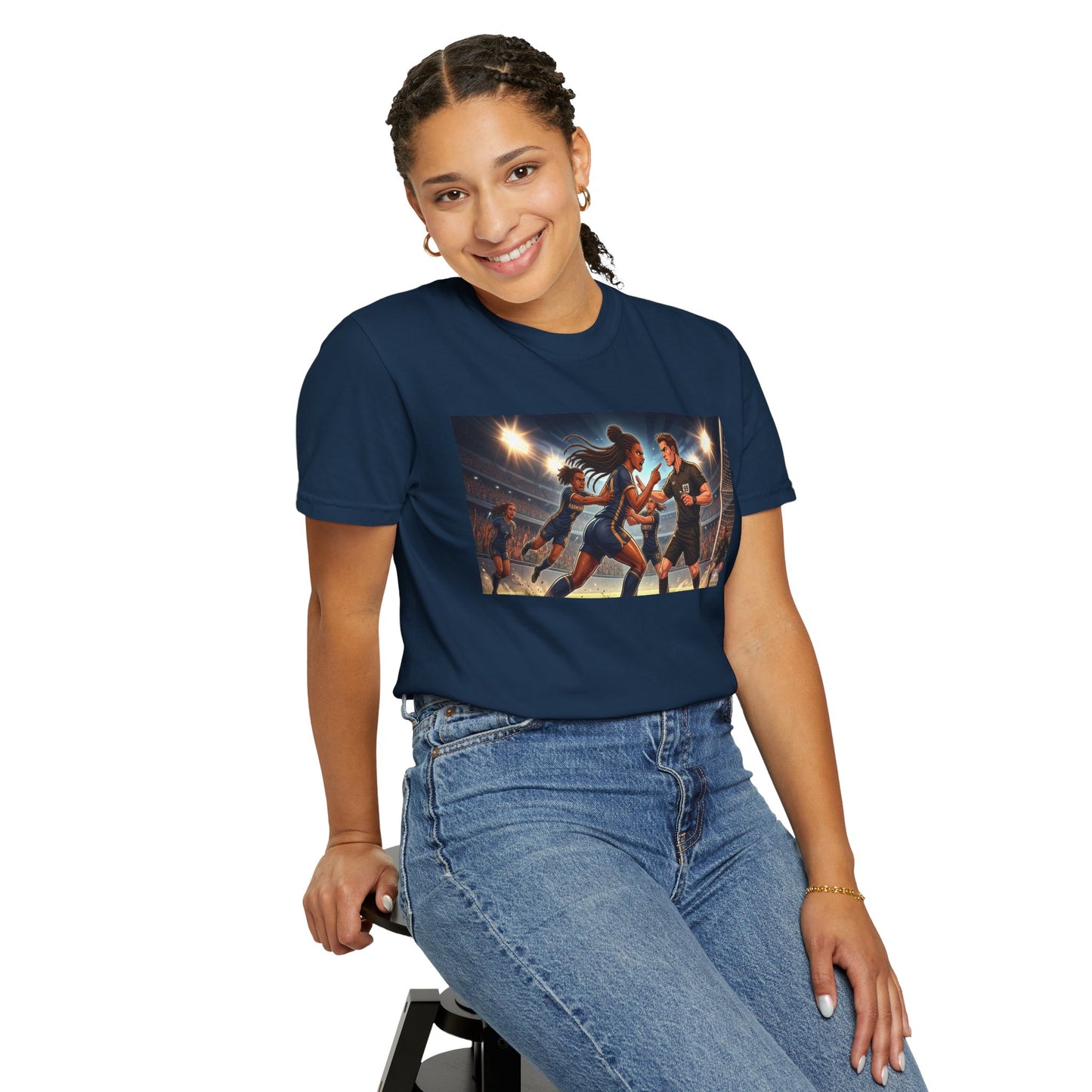 Soccer Night Match T-Shirt — Dynamic Players Under Stadium Lights