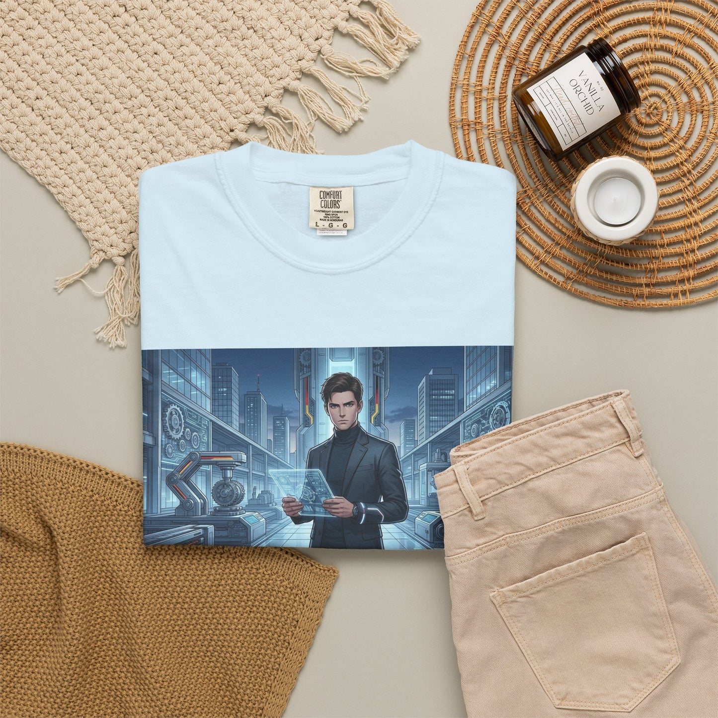 Cyberpunk Detective T-Shirt — Futuristic Noir Cityscape Graphic Tee