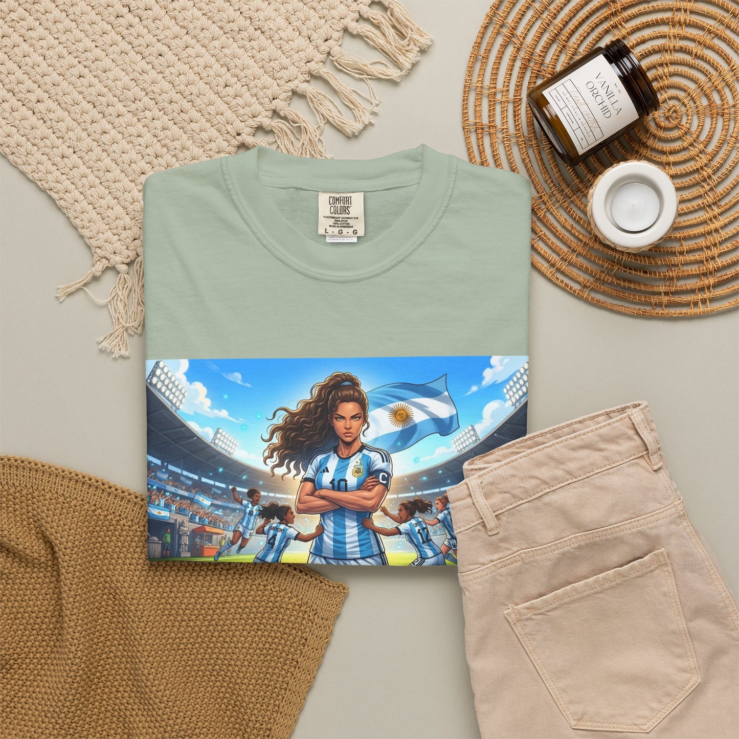 Argentina Soccer Heroine Stadium T-Shirt – Female Soccer Player Graphic Tee