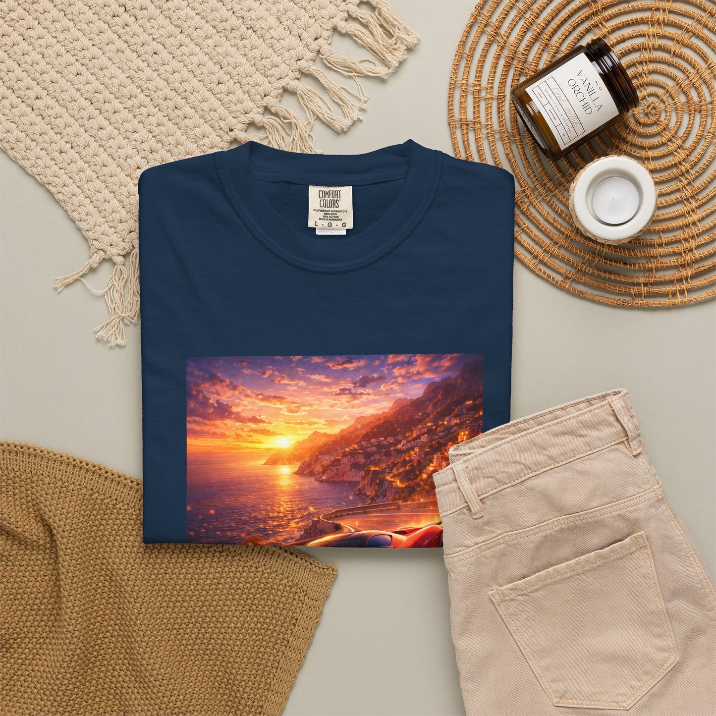 Ferrari F80- Amalfi Coast, Italy - T‑Shirt — Red Sports Car Print