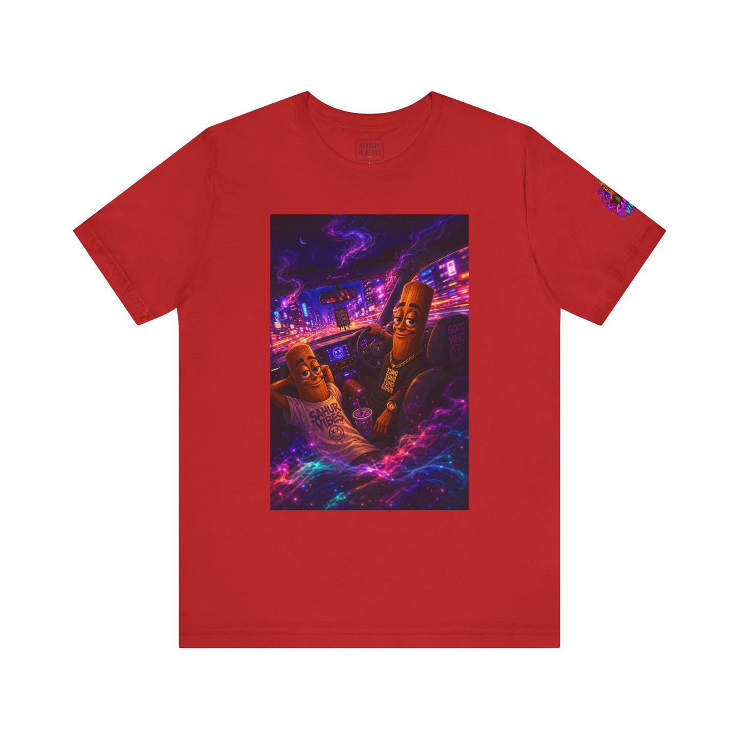 Tung Tung Tung Sahur Who Ride Like Us T-Shirt — Night Cruise Vaporwave Graphic Tee