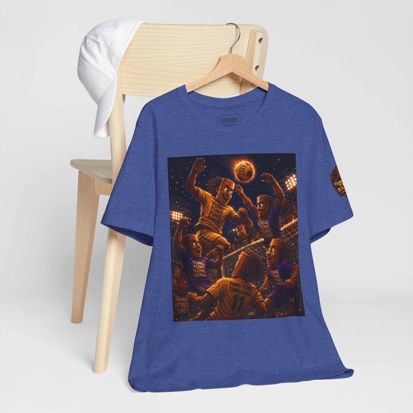 Tung Tung Tung Sahur Header Goal Soccer Action Graphic Tee — Team Court Night Design