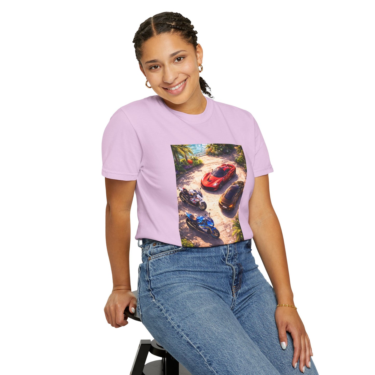 MULTI-VEHICLE - T-Shirt — Tropical Sports Cars & Motorbikes Print