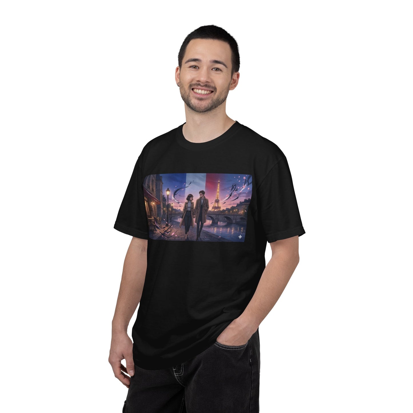 T-Shirt — Romantic City Night Stroll Illustration