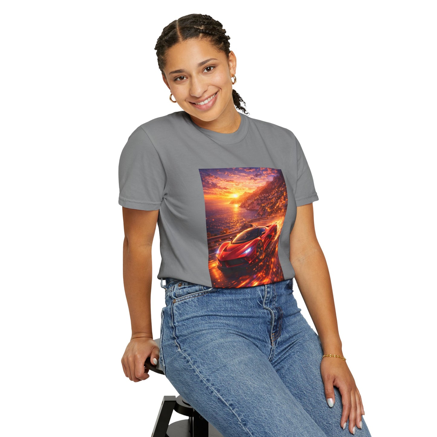 Ferrari F80- Amalfi Coast, Italy - T‑Shirt — Red Sports Car Print