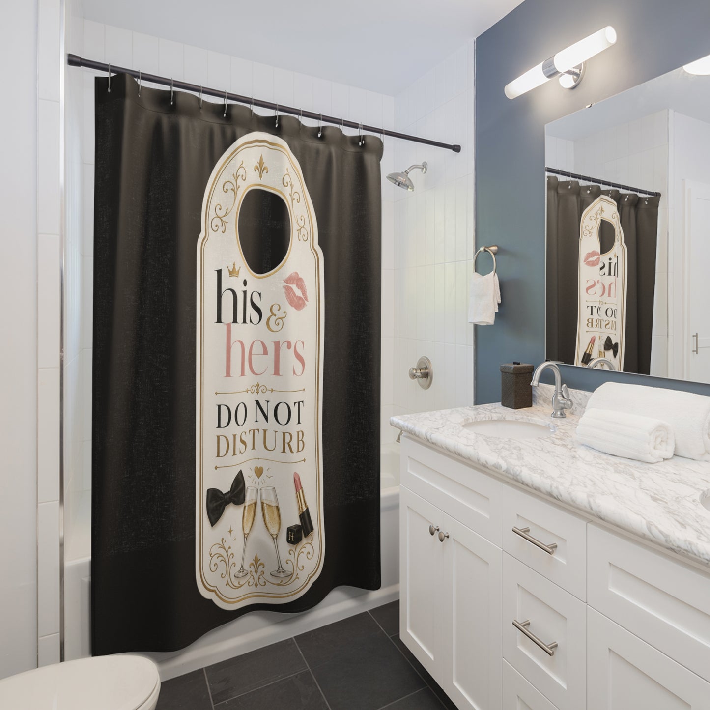 His & Hers 'Do Not Disturb' Shower Curtain – Luxury Couples Bathroom Decor