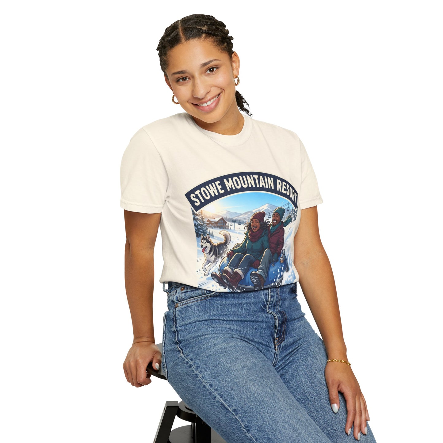 Stowe Mountain Resort Snow Tubing T-Shirt — "Vermont Joy" Winter Apparel