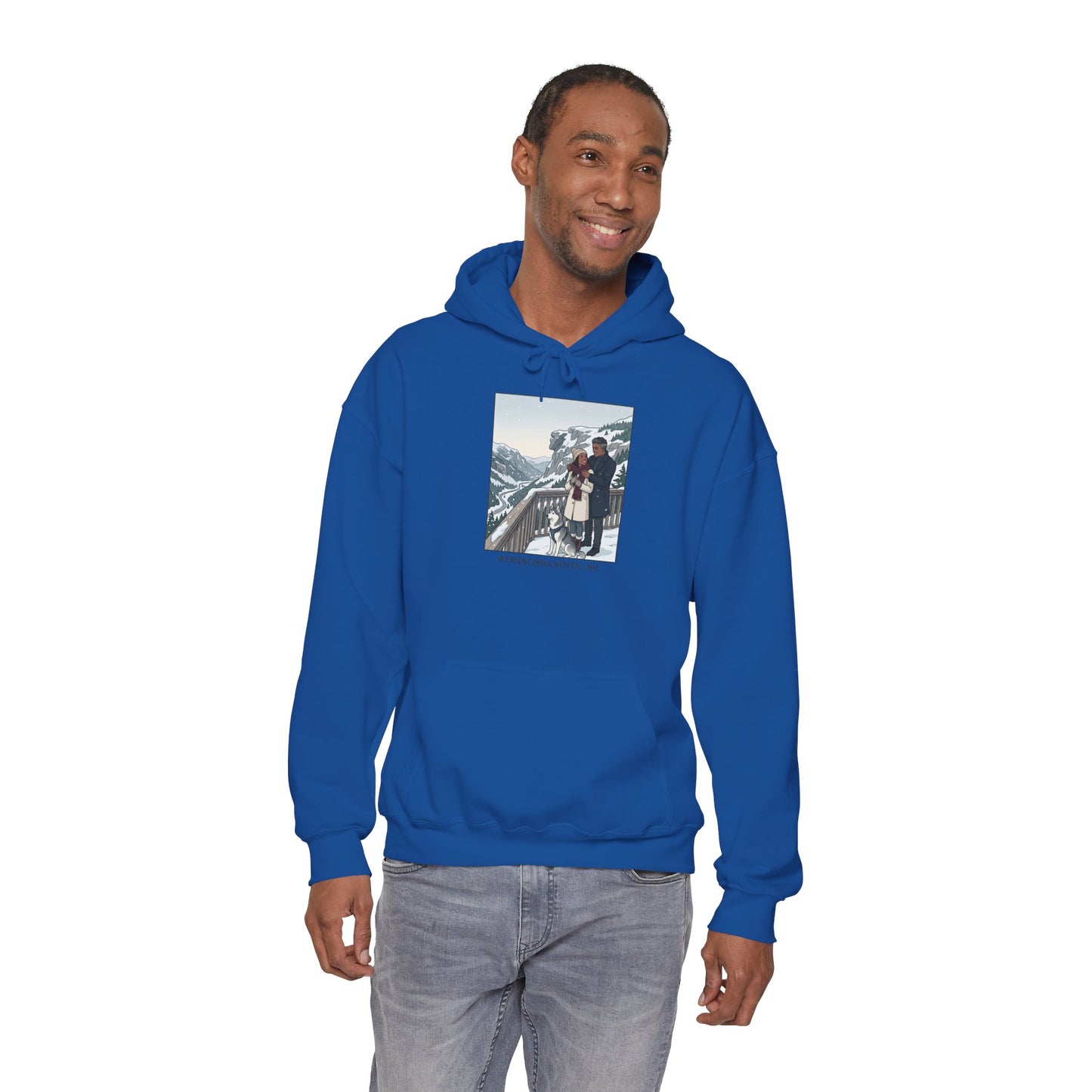 Winter Couple Photo Hoodie — Vintage Alps Travel Graphic Sweatshirt
