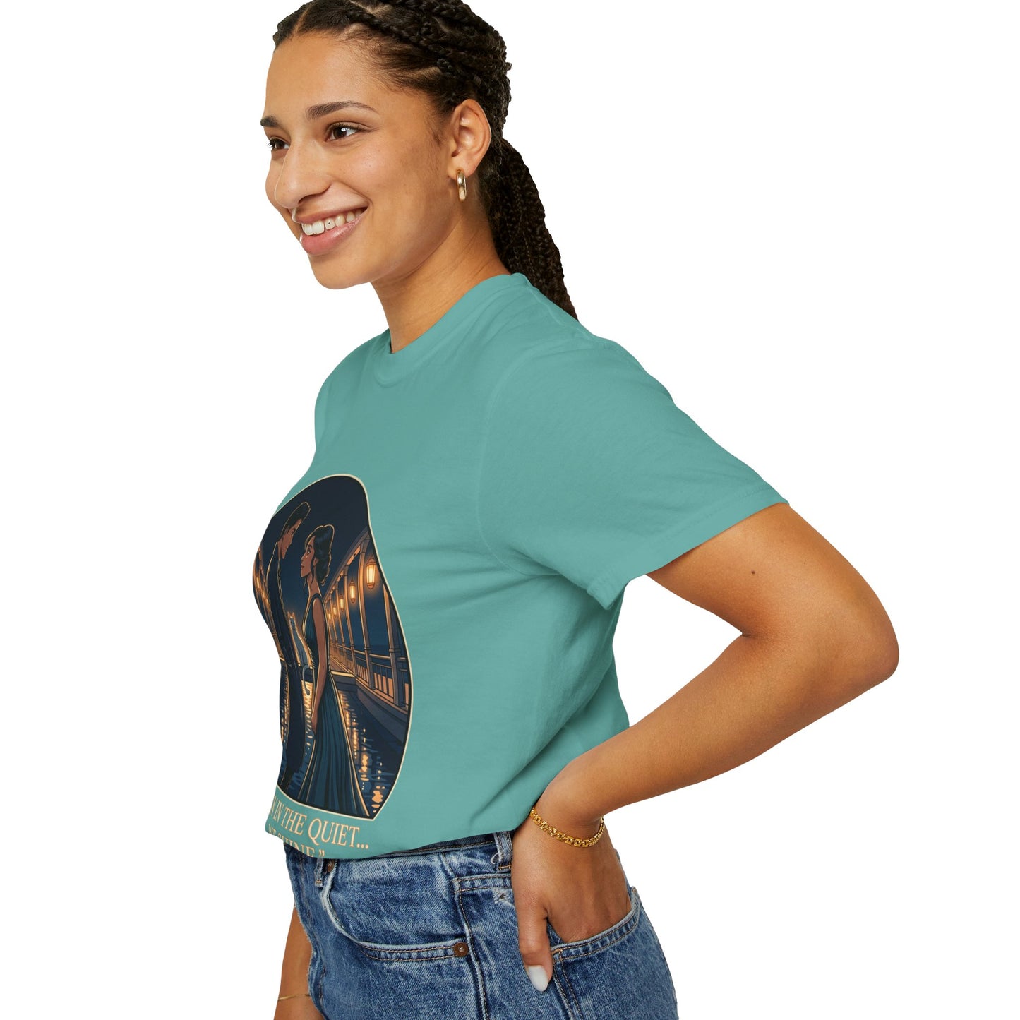 Romantic Night Stroll T-Shirt — "Even in the Quiet... We Shine" Graphic Tee