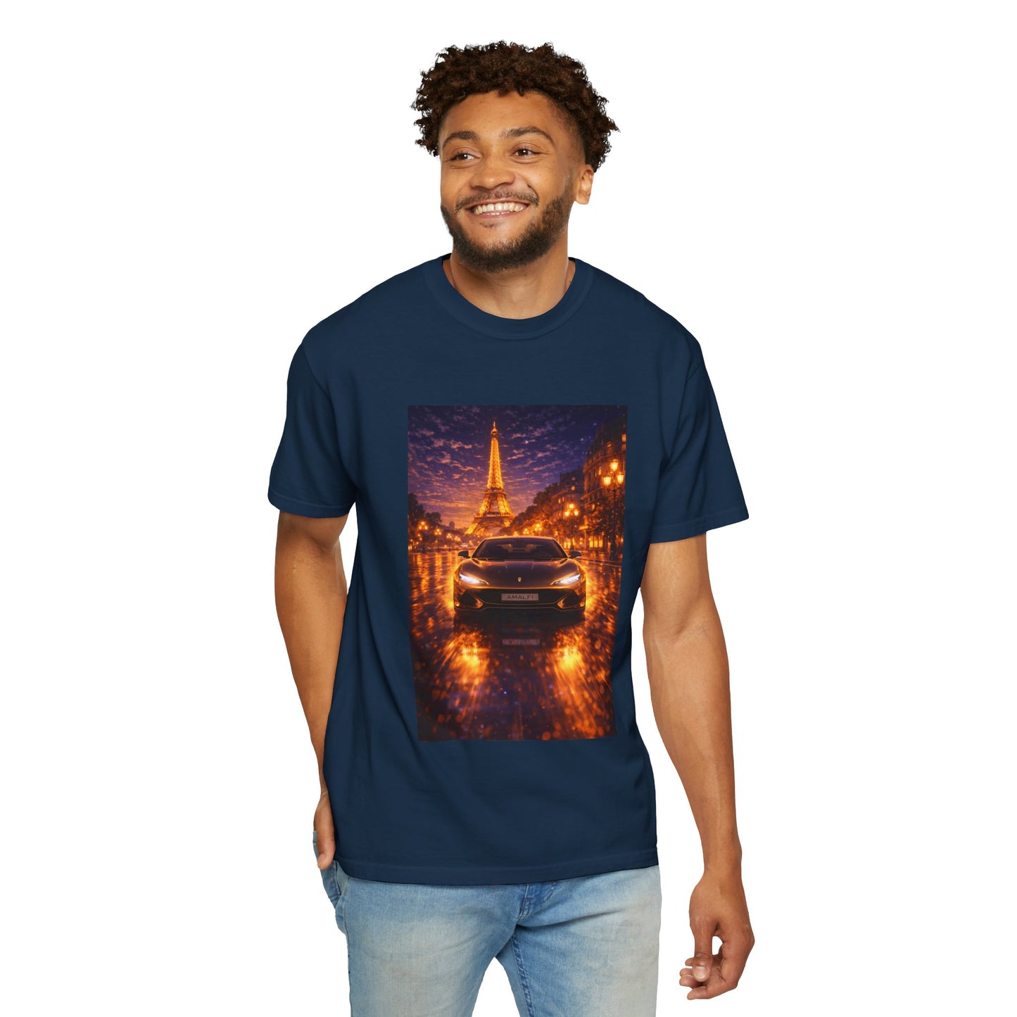Paris Night Drive T-Shirt — Eiffel Tower Car Scene