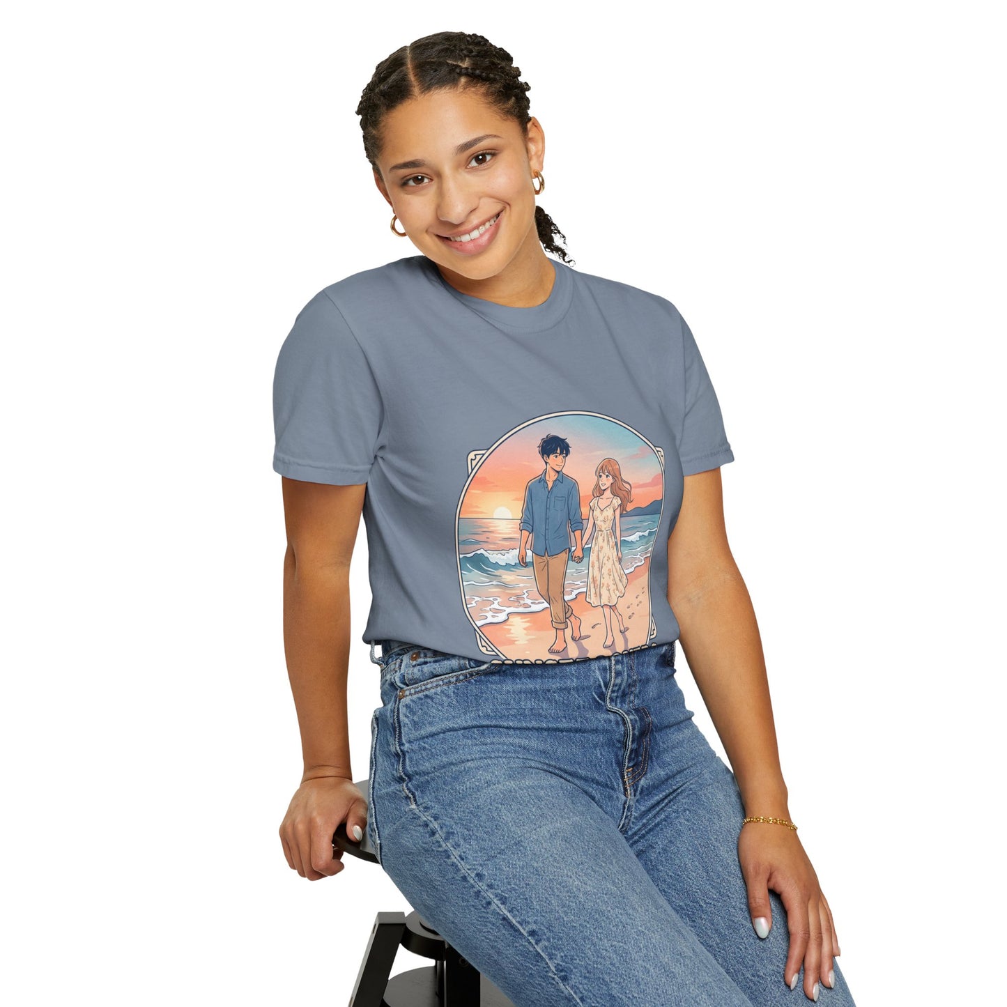 Sunset Lovers Beach T-Shirt — Romantic Couple Graphic Tee