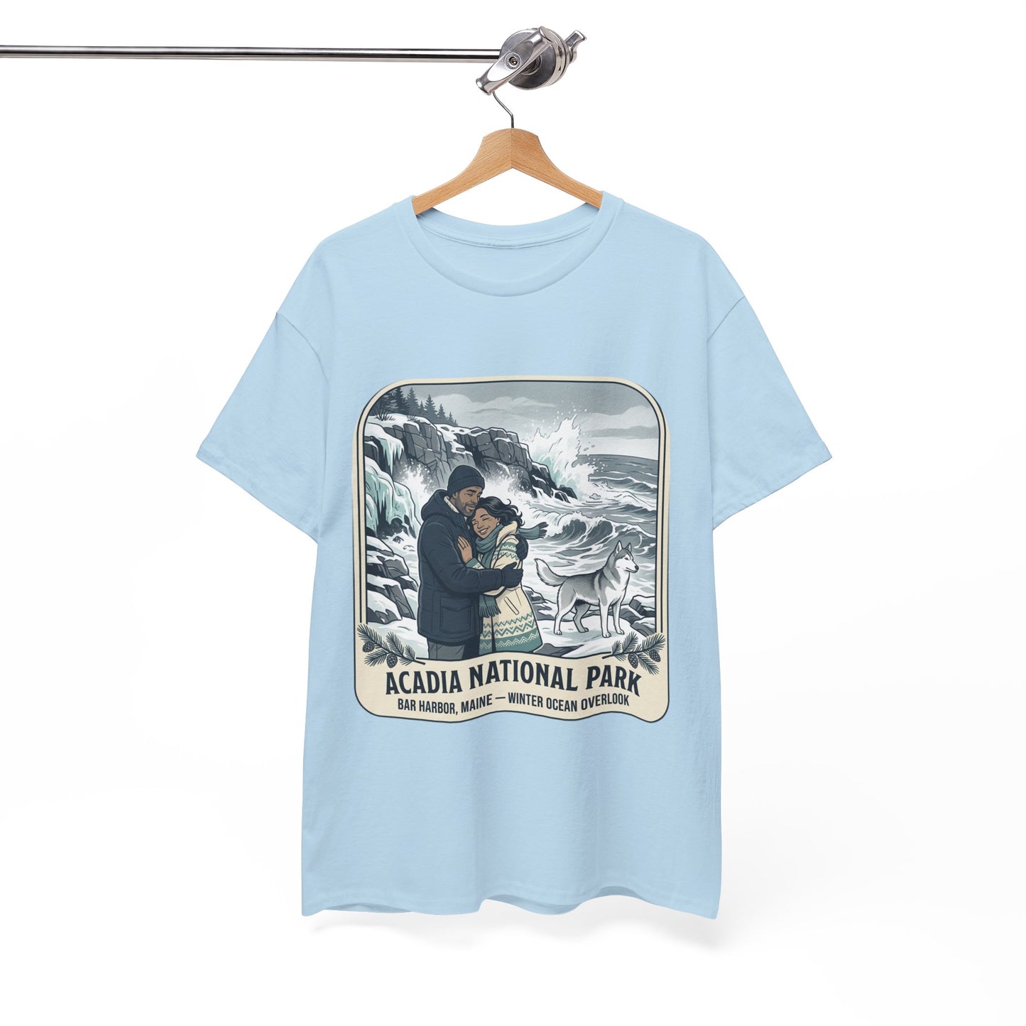 Acadia National Park Tee — Coastal Winter Couple Graphic