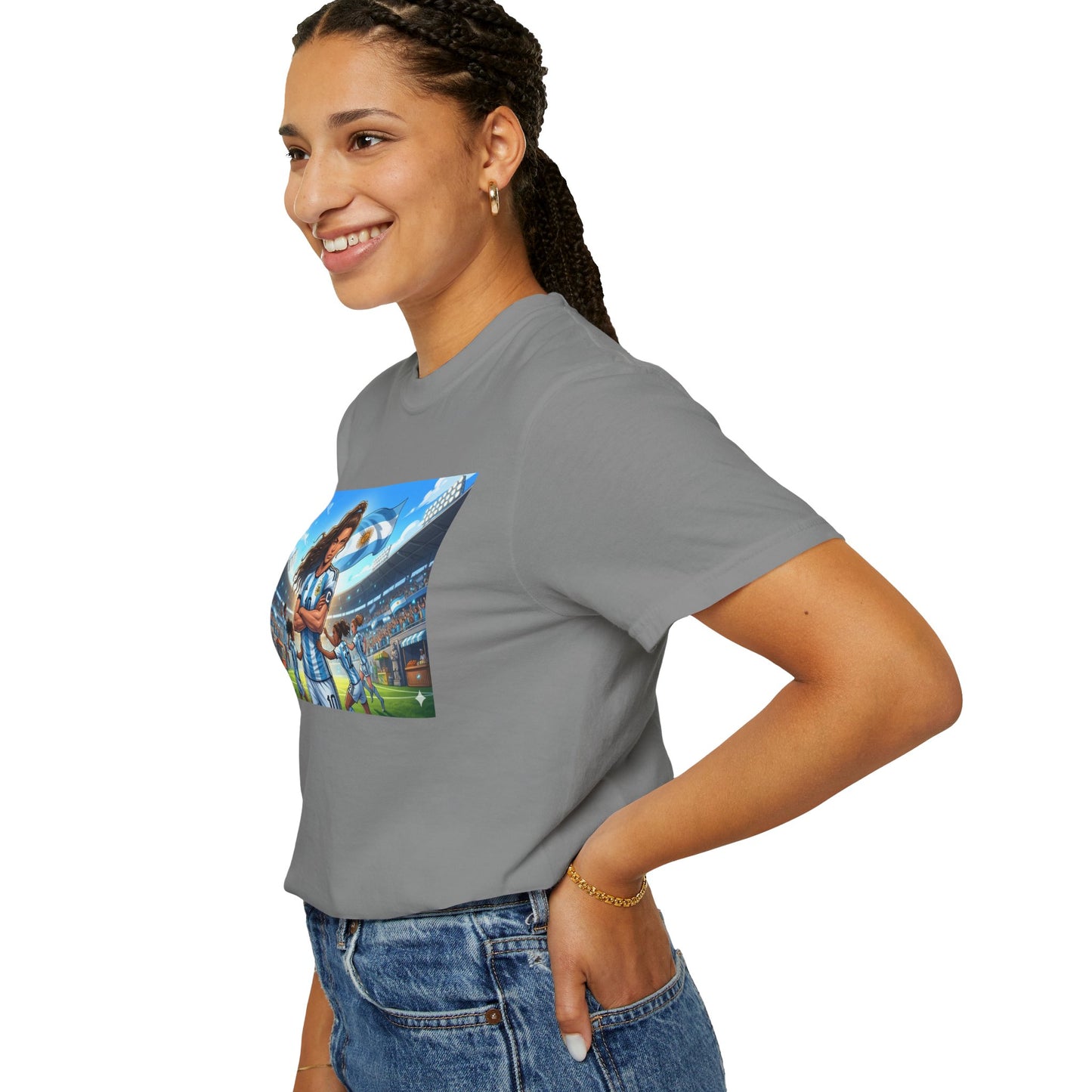 Argentina Soccer Heroine Stadium T-Shirt – Female Soccer Player Graphic Tee