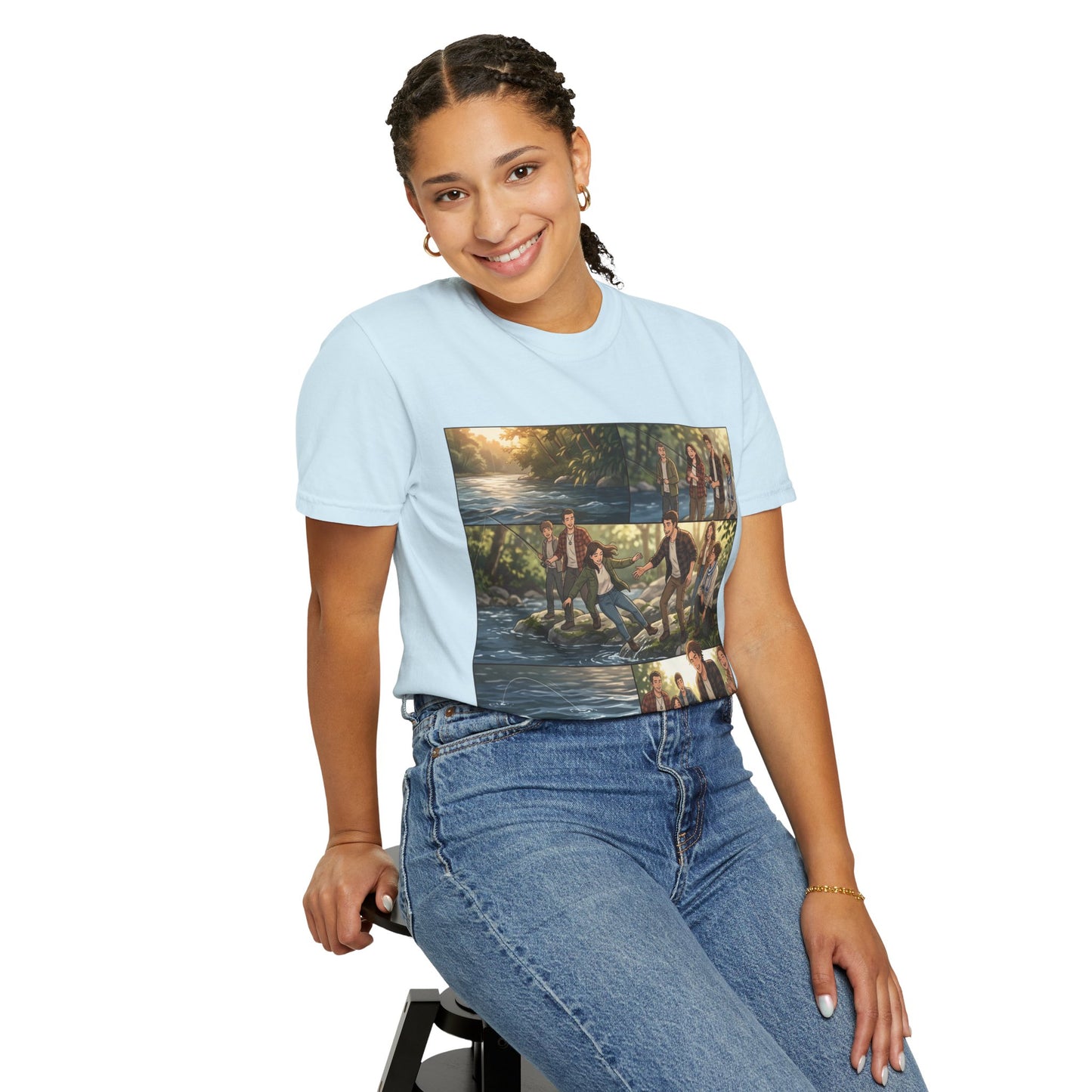 Band Photo Collage T-Shirt – Retro River Scene Crew Tee