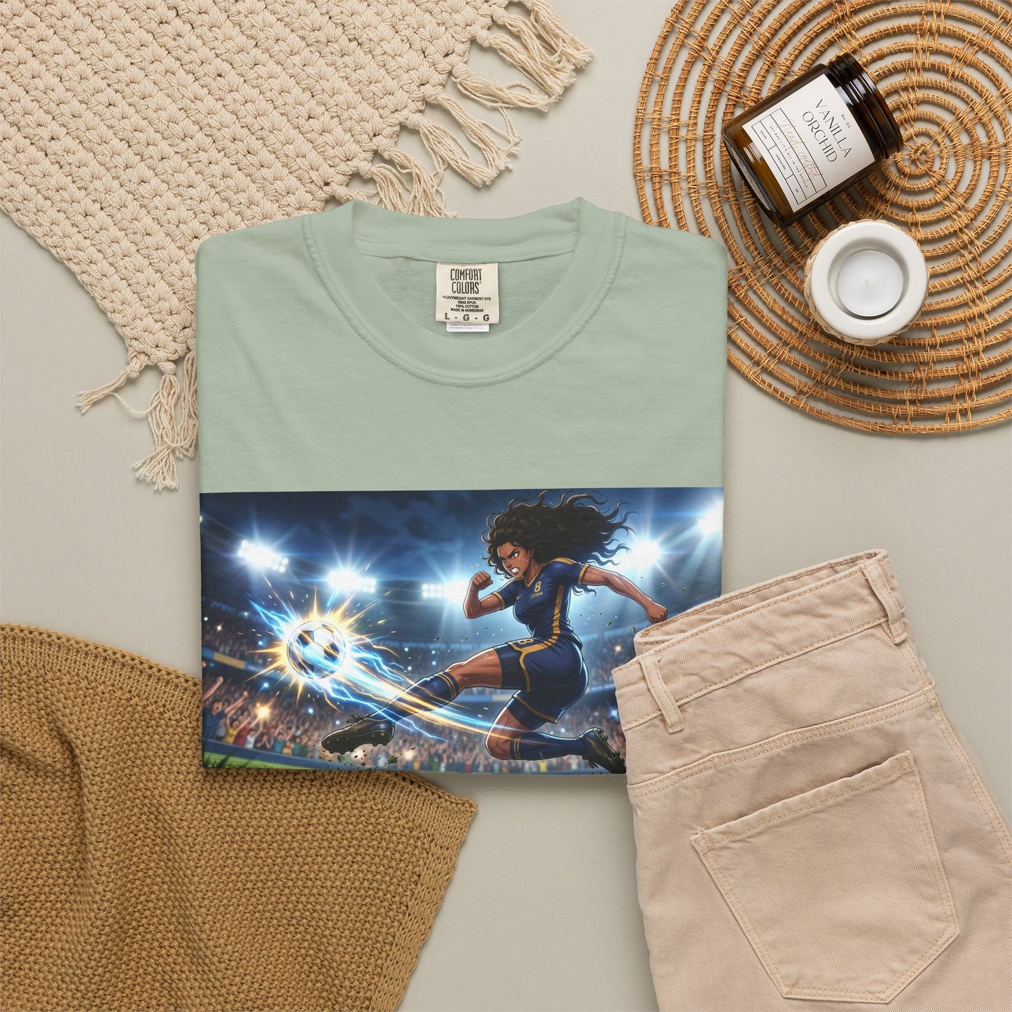 Soccer Kick Graphic T-Shirt — Energetic Stadium Football Design