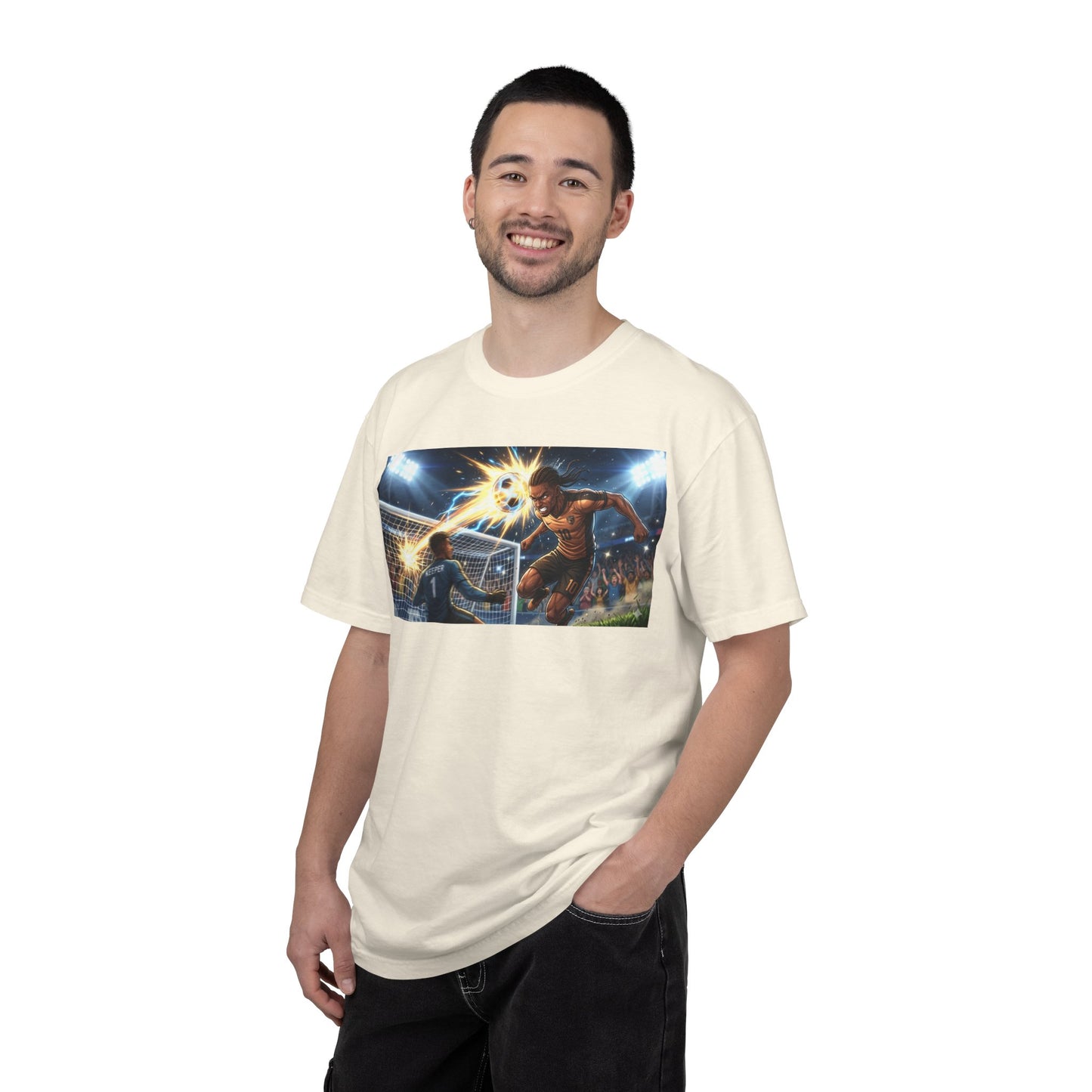 Soccer Goal Explosion T-Shirt — Action-Packed Football Graphic Tee