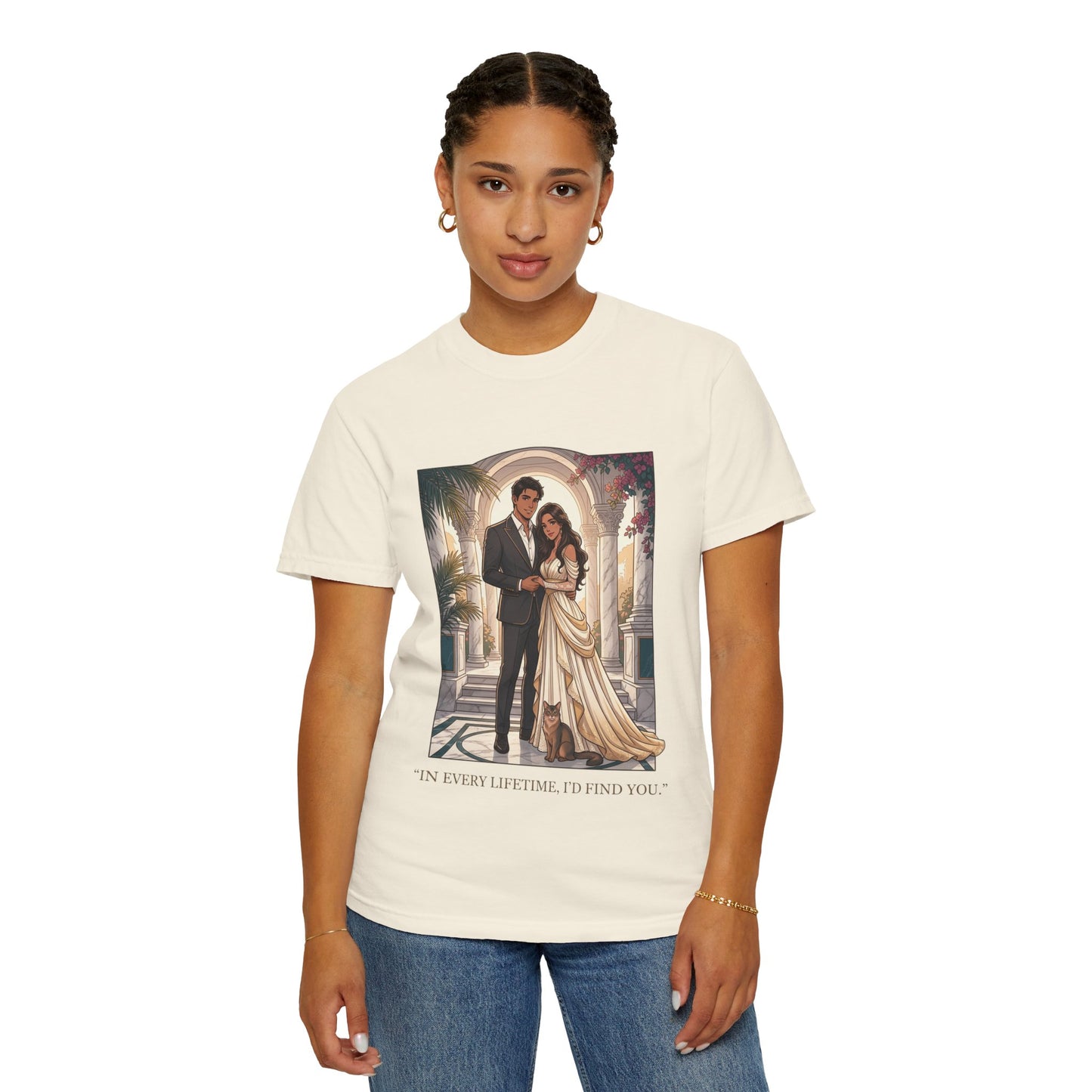 Romantic Vintage Wedding Portrait T-Shirt — "In Every Lifetime, I'd Find You"