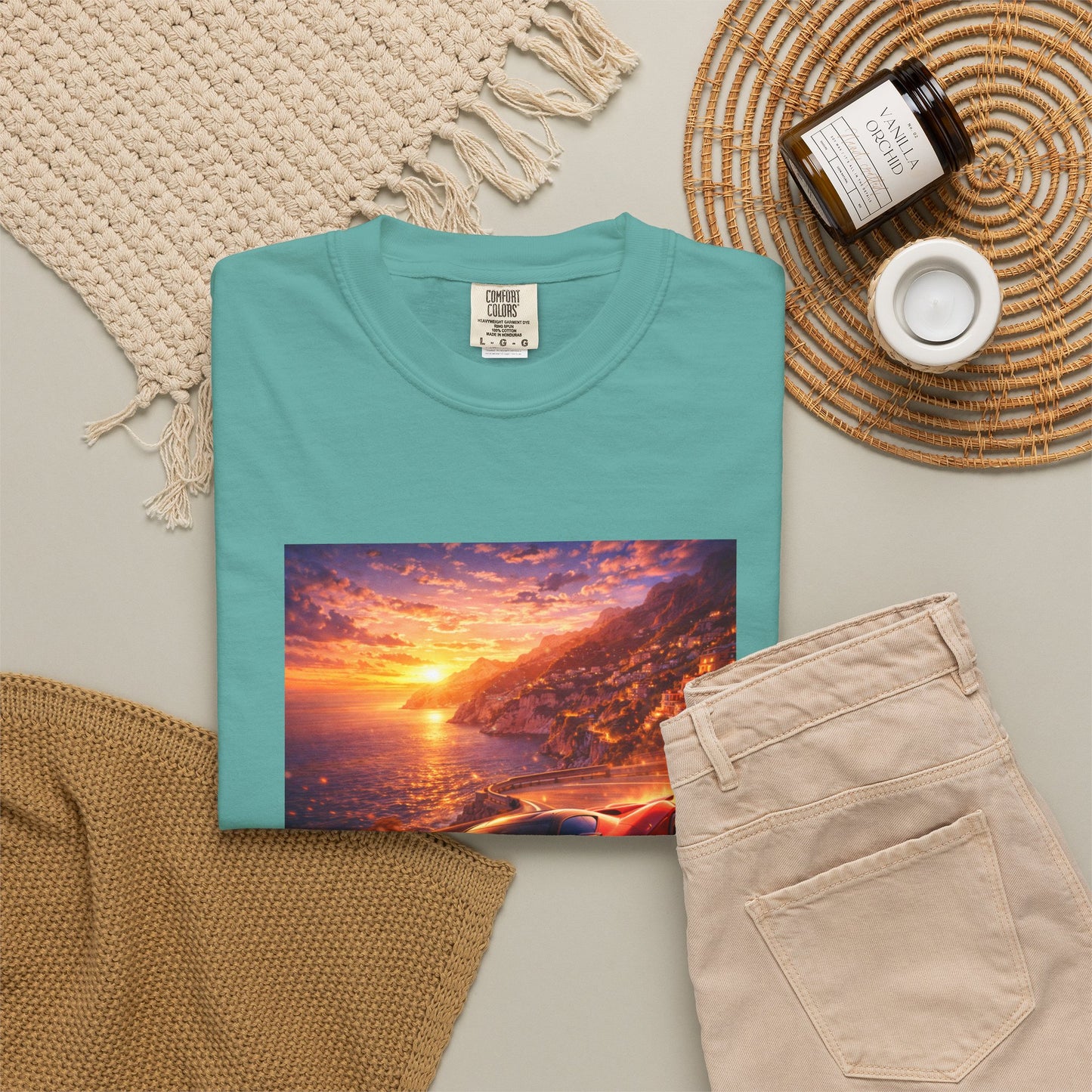 Ferrari F80- Amalfi Coast, Italy - T‑Shirt — Red Sports Car Print