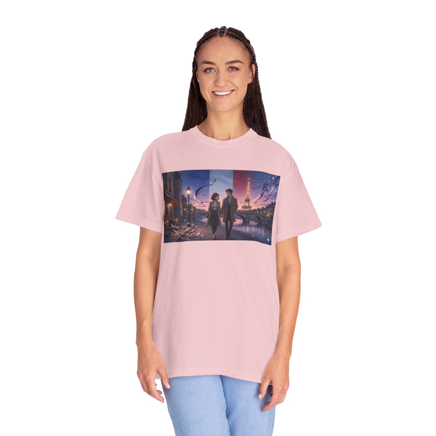 T-Shirt — Romantic City Night Stroll Illustration