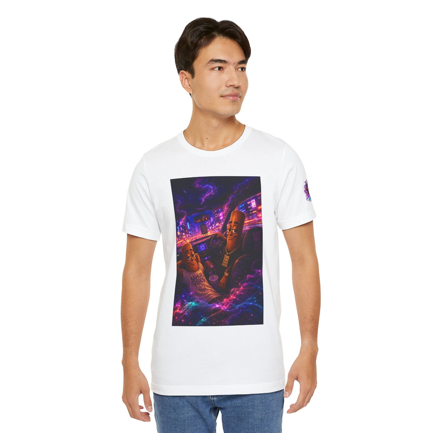 Tung Tung Tung Sahur Who Ride Like Us T-Shirt — Night Cruise Vaporwave Graphic Tee