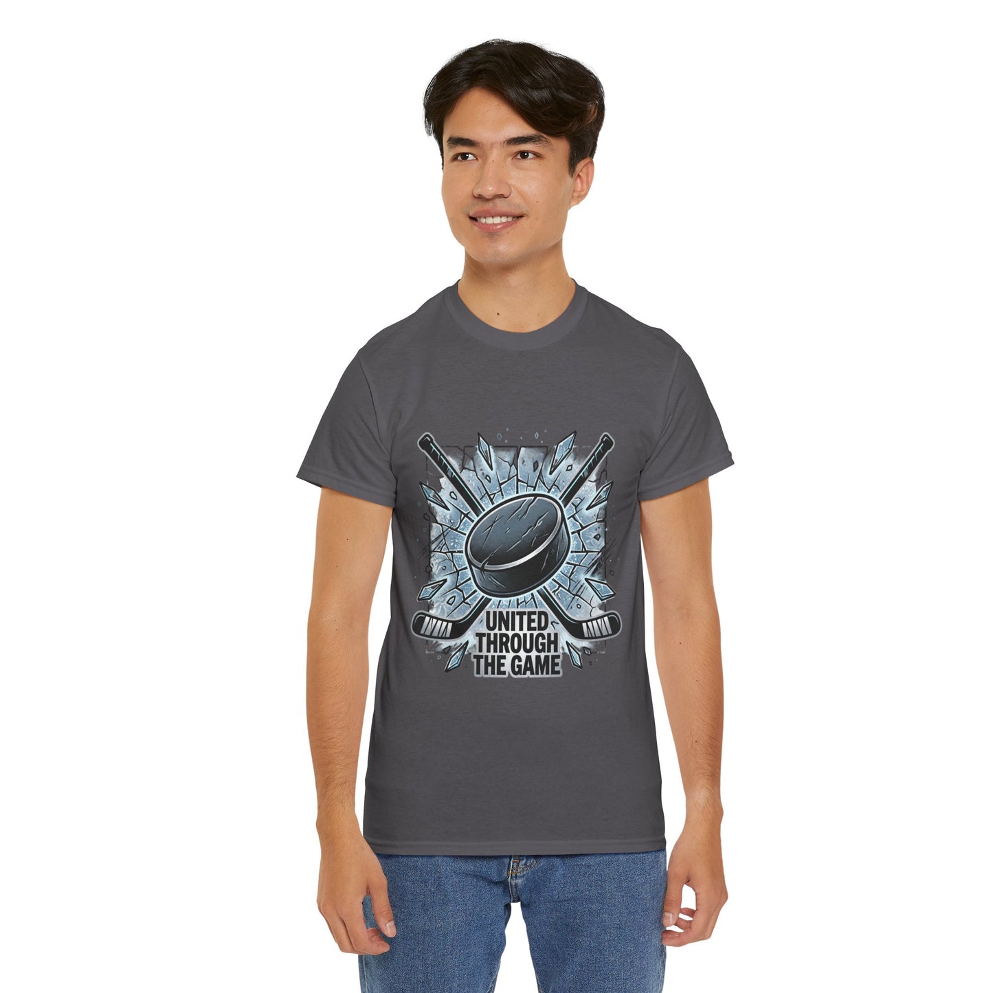 Hockey T-Shirt — "United Through the Game" Graphic Tee