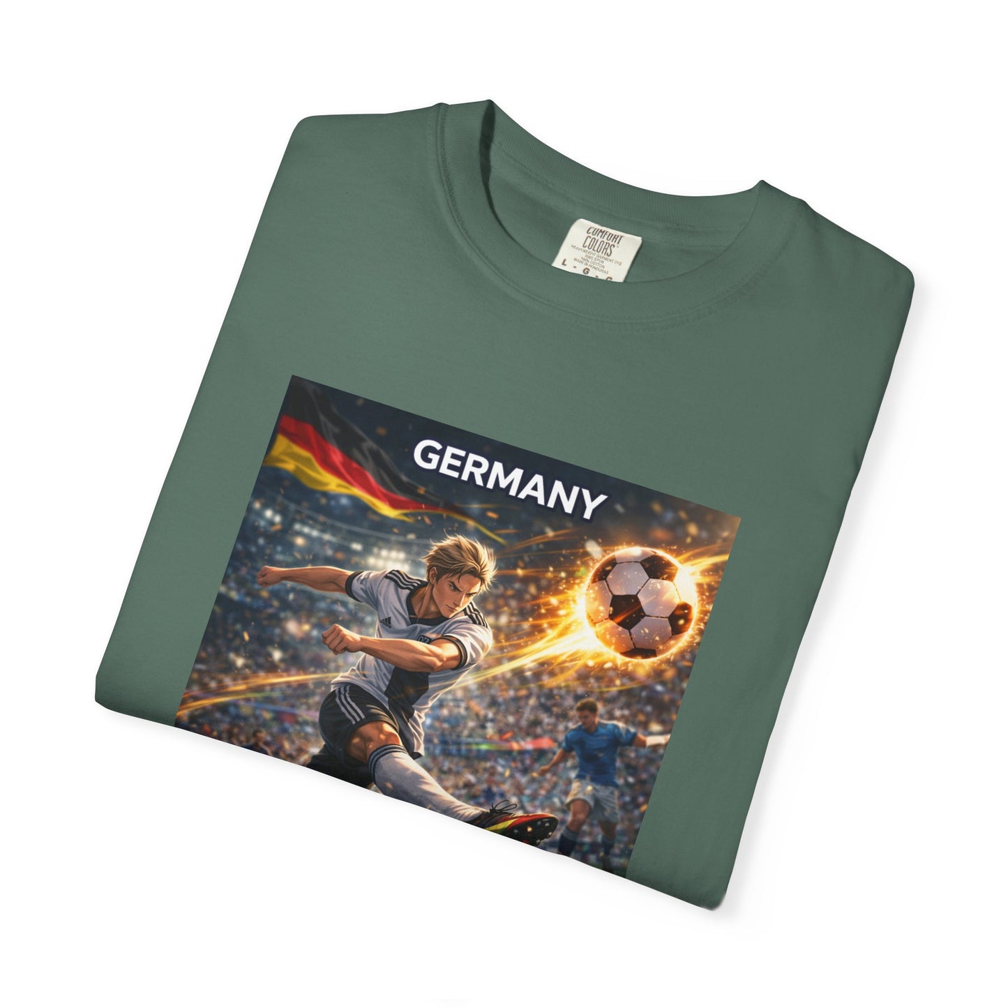 Germany Soccer Player Graphic T-Shirt — Retro Football Stadium Print