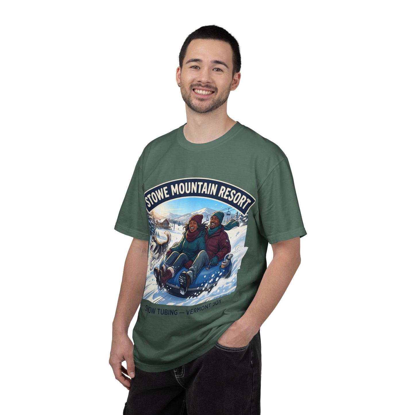 Stowe Mountain Resort Snow Tubing T-Shirt — "Vermont Joy" Winter Apparel