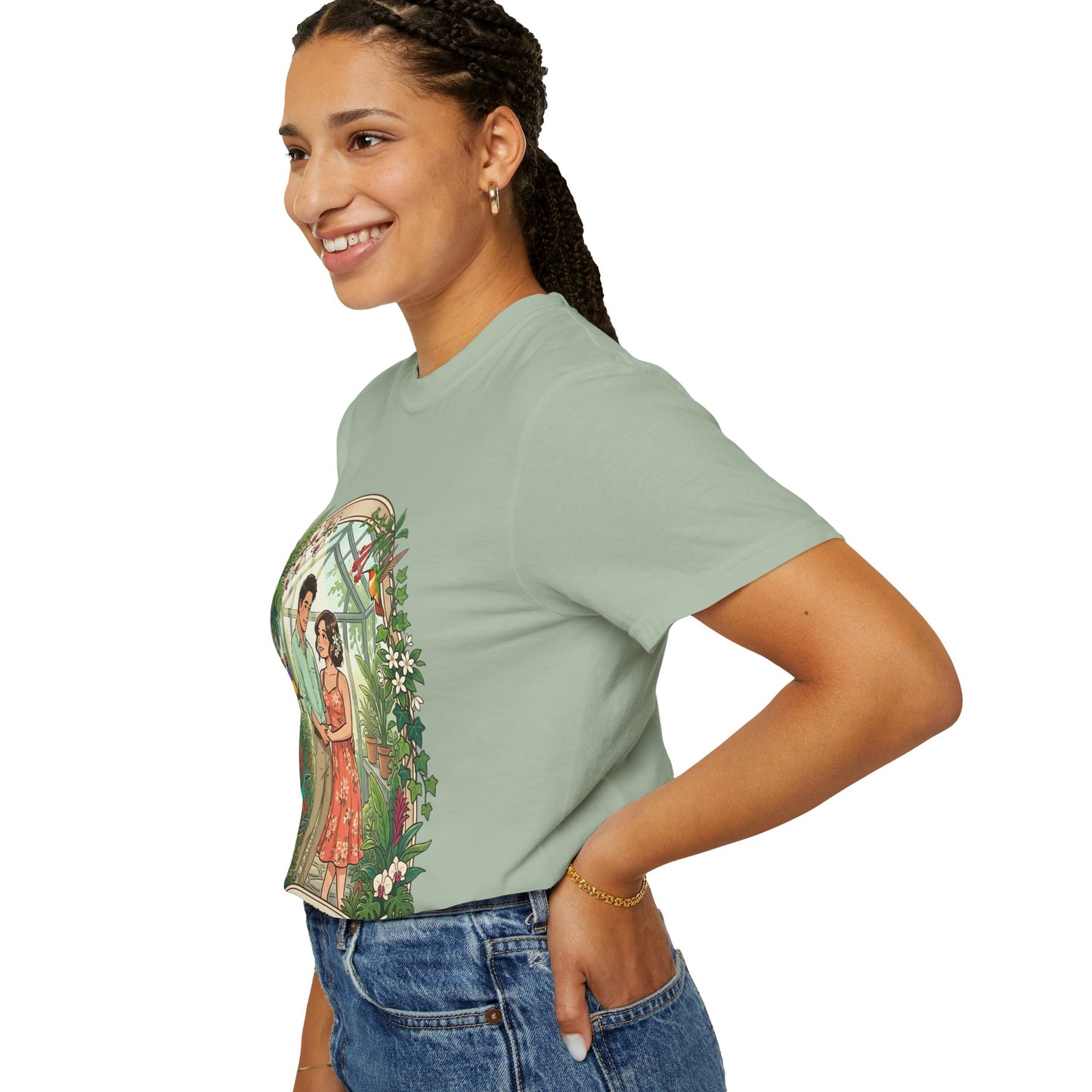 Romantic Greenhouse Couples T-Shirt — “Love Grows Where We Nurture It”