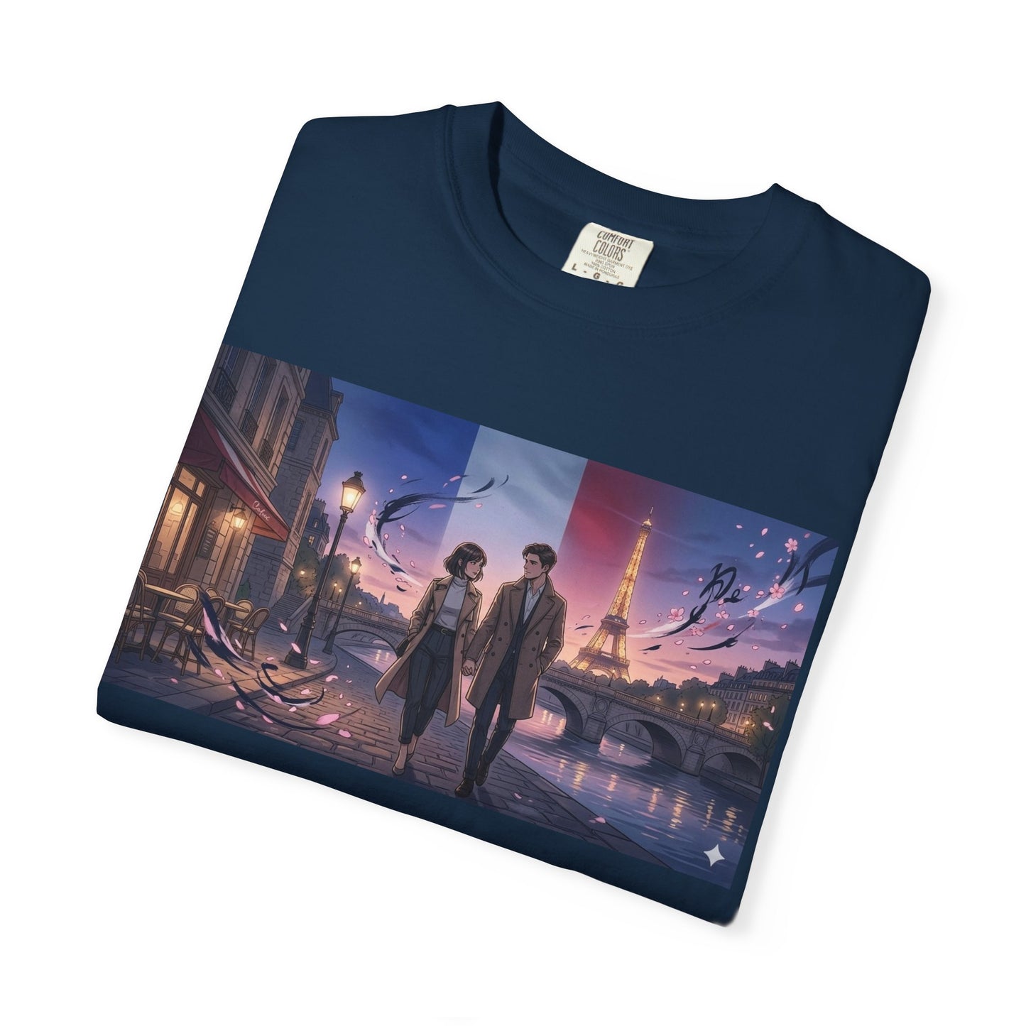T-Shirt — Romantic City Night Stroll Illustration