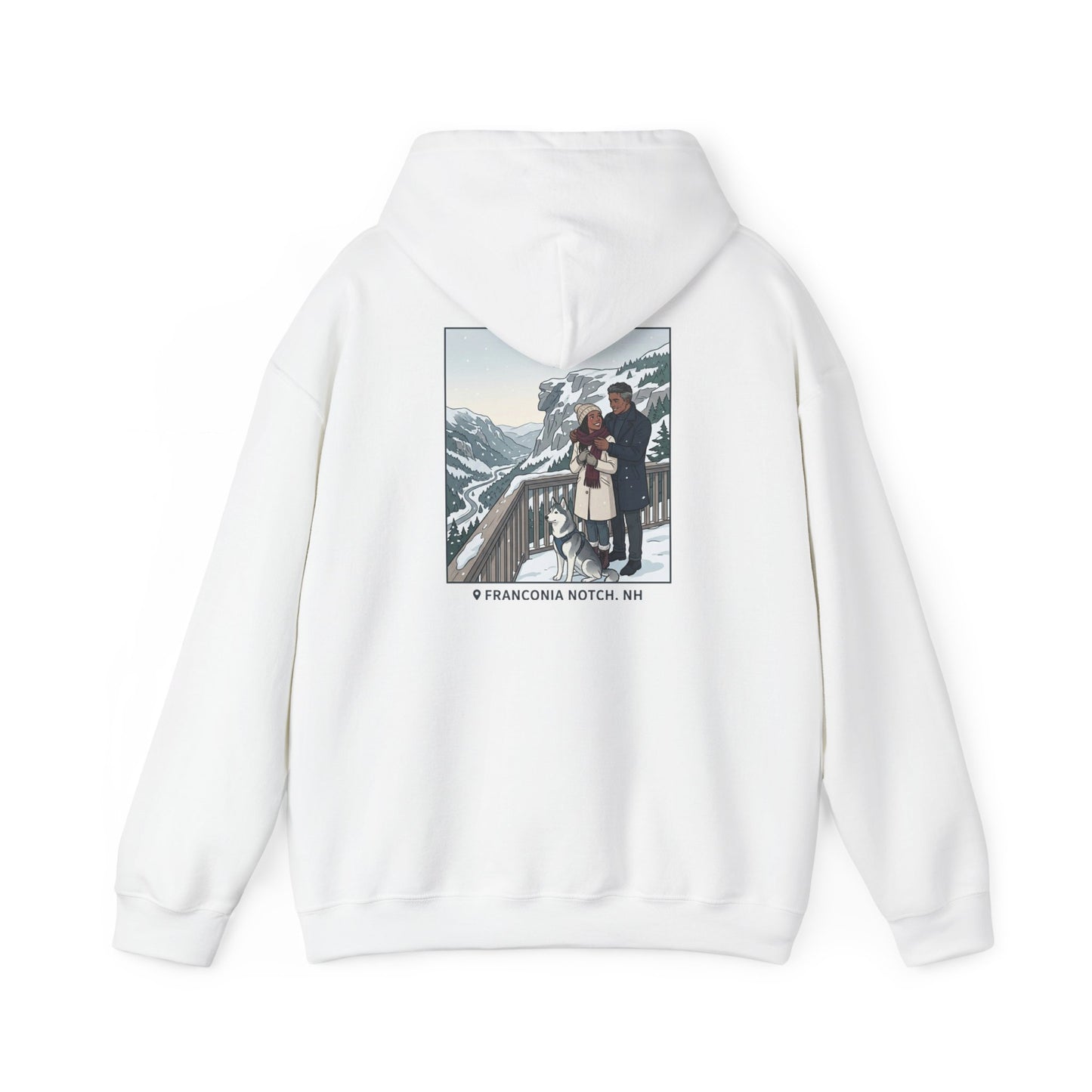 Winter Couple Photo Hoodie — Vintage Alps Travel Graphic Sweatshirt