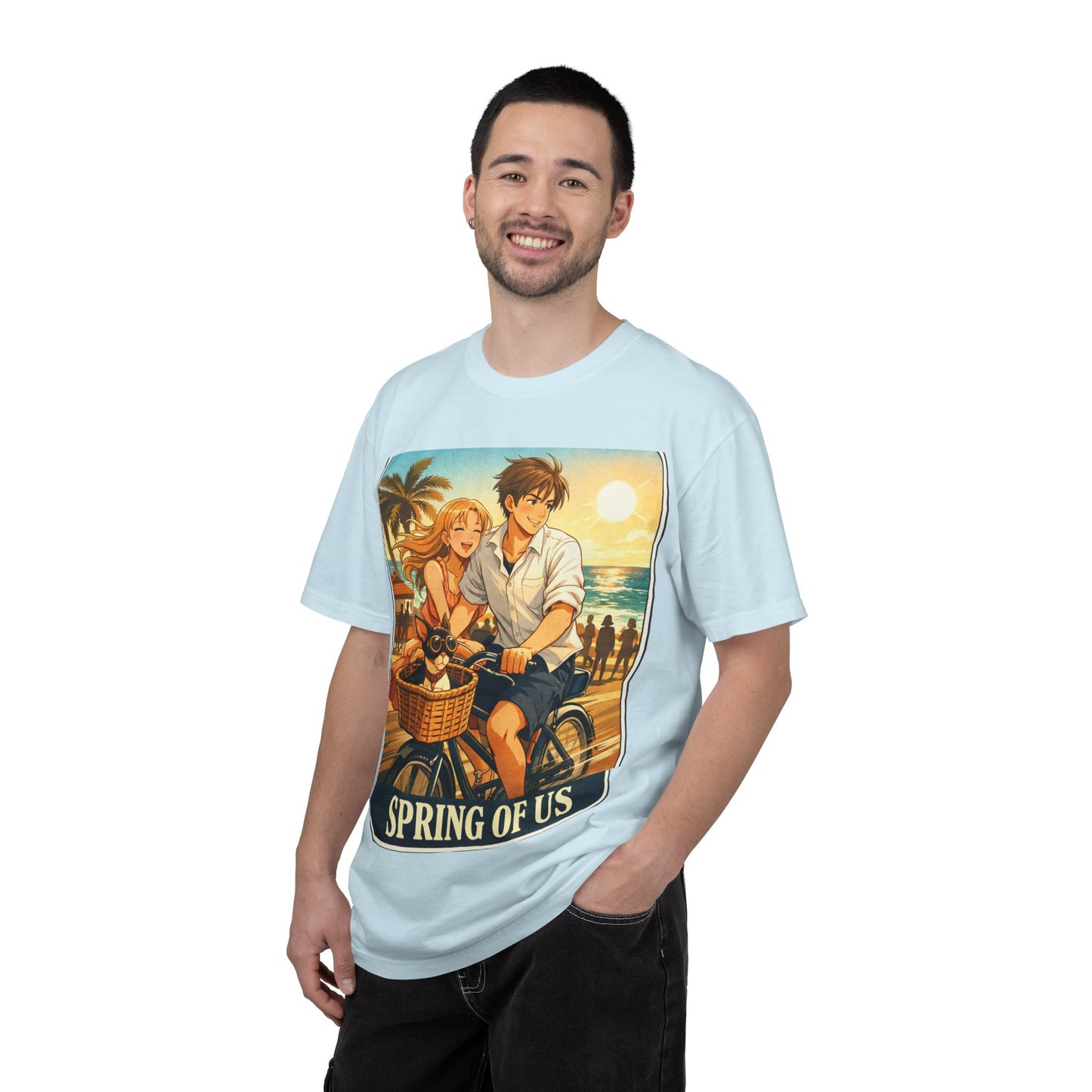 Spring of Us T-Shirt — Vintage Beach Couple Bicycle Design