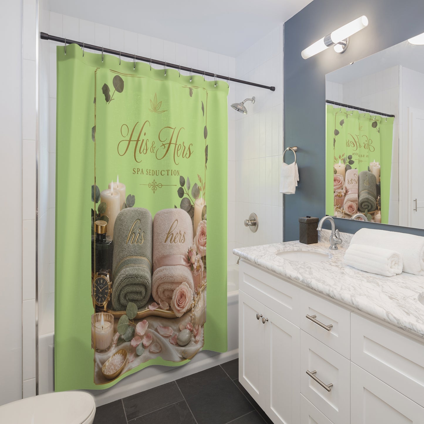 Spa Seduction His & Hers Shower Curtain – Romantic Couples Bathroom Decor