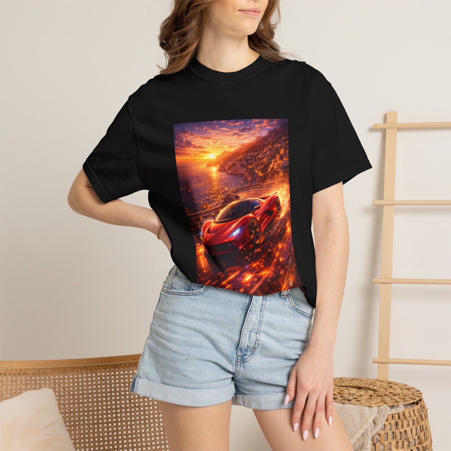 Ferrari F80- Amalfi Coast, Italy - T‑Shirt — Red Sports Car Print