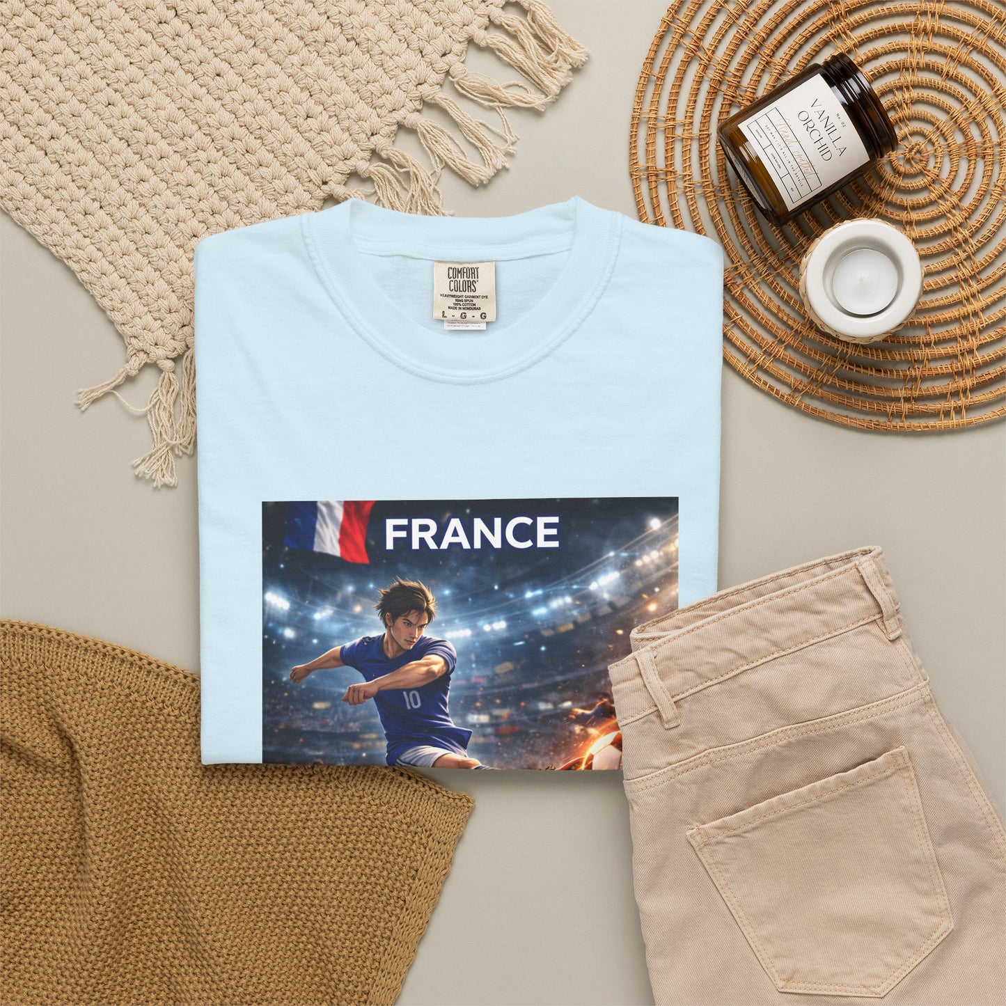 France Soccer Player Graphic T-Shirt — Football Kick Stadium Design