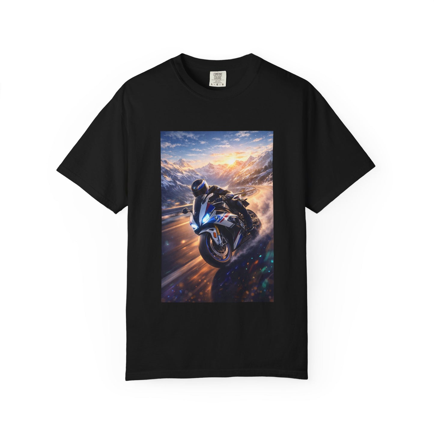 BMW S1000RR ALPINE GHOST RIDE - T‑Shirt — Sportbike Skyline Graphic Tee