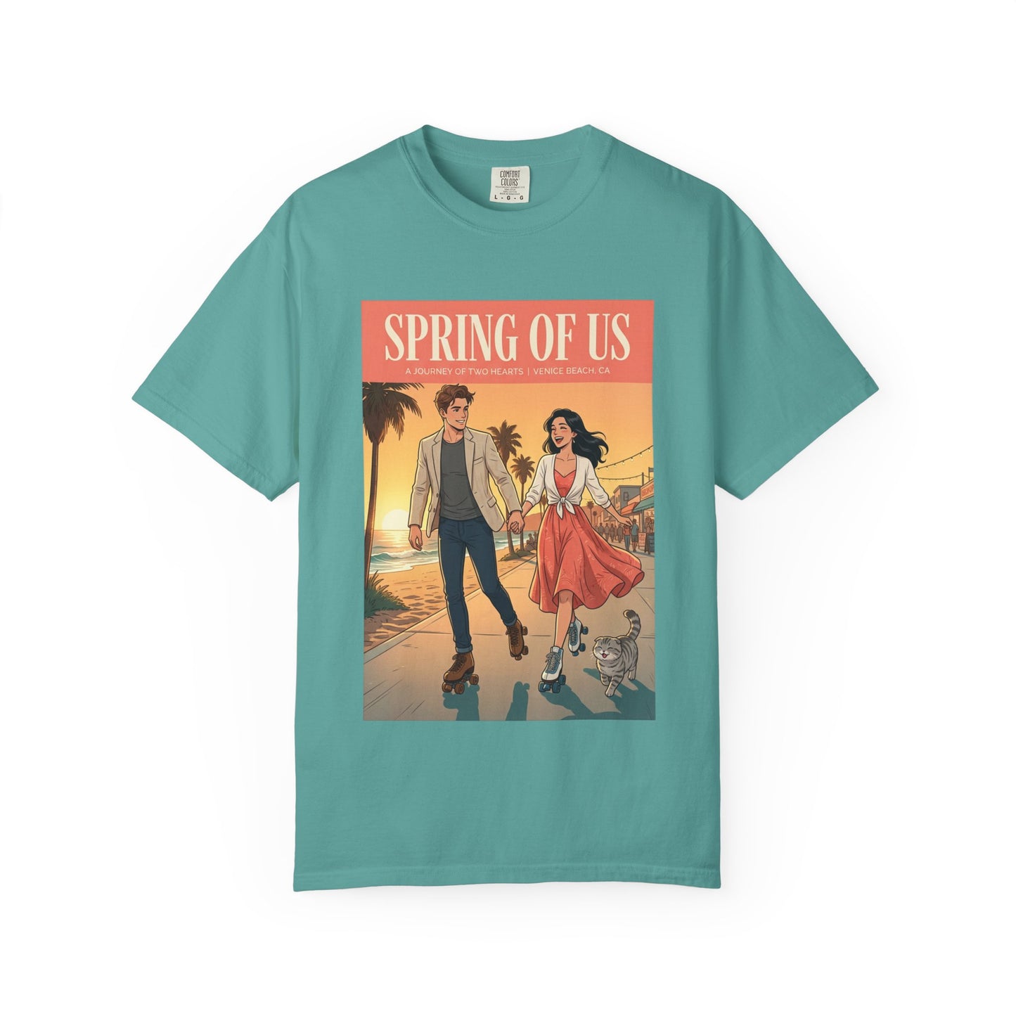 Spring of Us T-Shirt — Vintage Romantic Beach Couple Graphic Tee