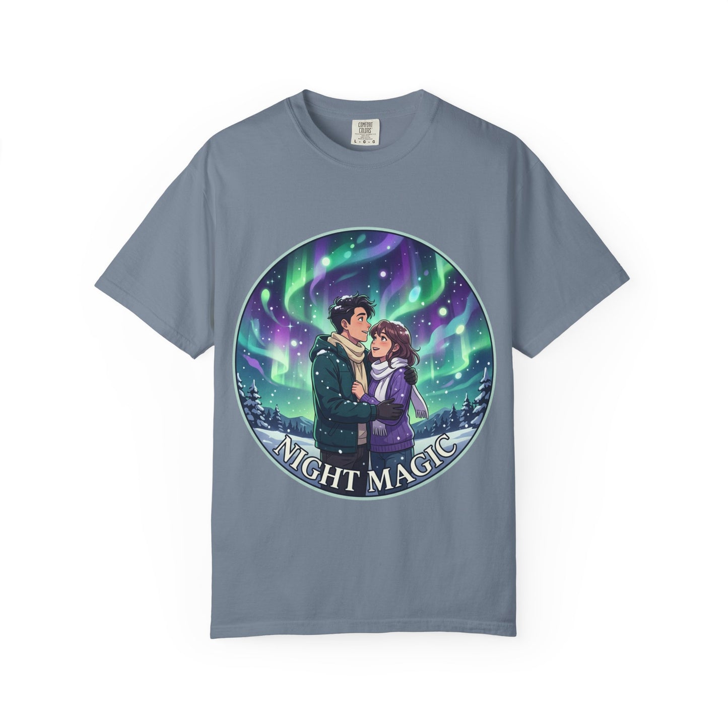 Night Magic T-Shirt — Northern Lights Couple Illustration